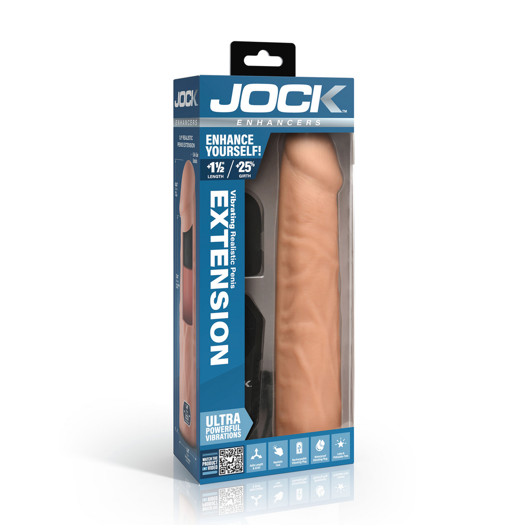 Enhancers - Vibrating Realistic Penis Extension with Remote Control - Light - Image 2