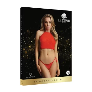 Festive Rhinestone Top And Thong - red