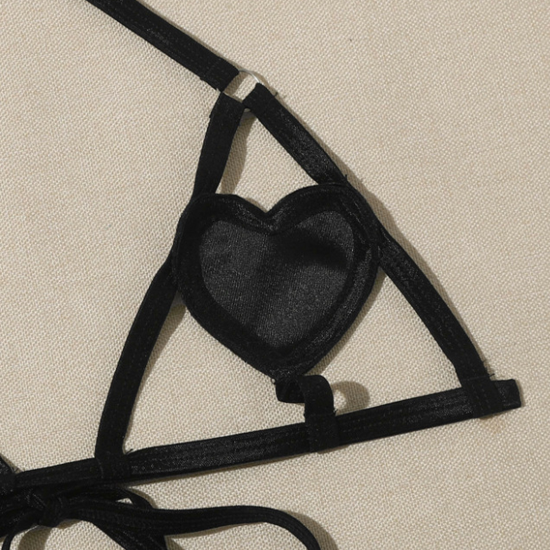 Heart Shaped Two Piece Harness Set - L/XL - Black - Image 5
