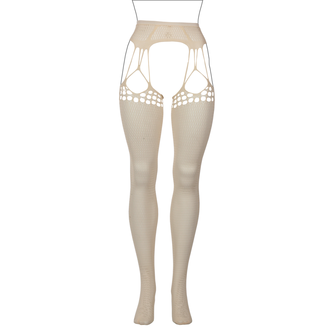 Shredded Suspender Pantyhose - Queen Size - Nude - Image 7