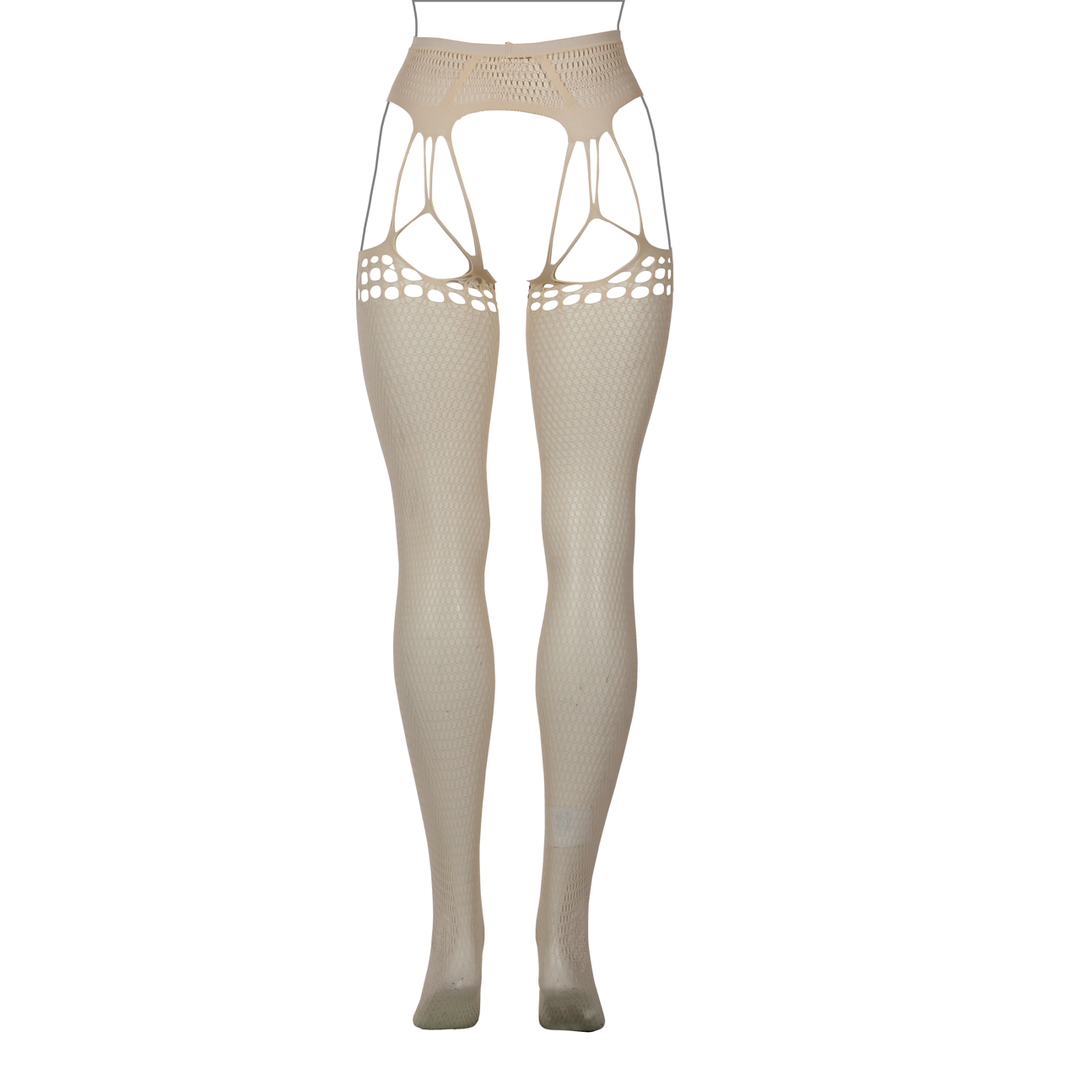 Shredded Suspender Pantyhose - Queen Size - Nude - Image 8