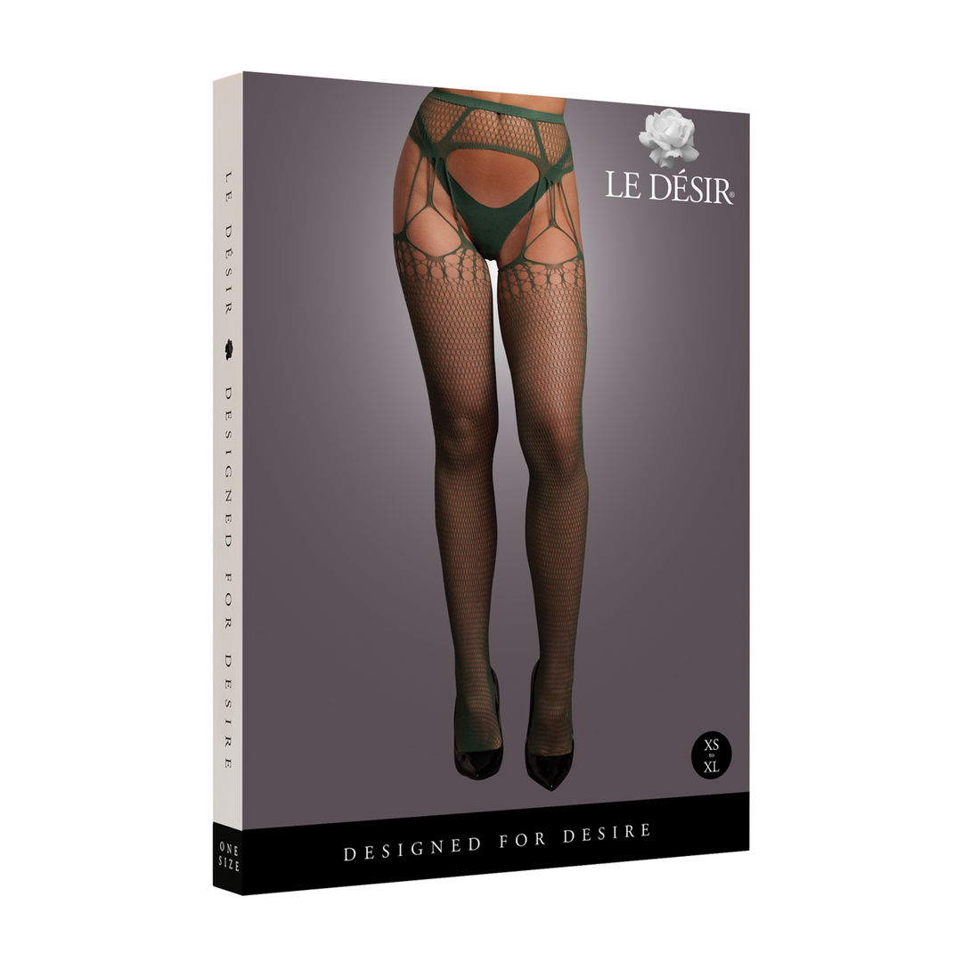 Shredded Suspender Pantyhose - One Size - Green - Image 2