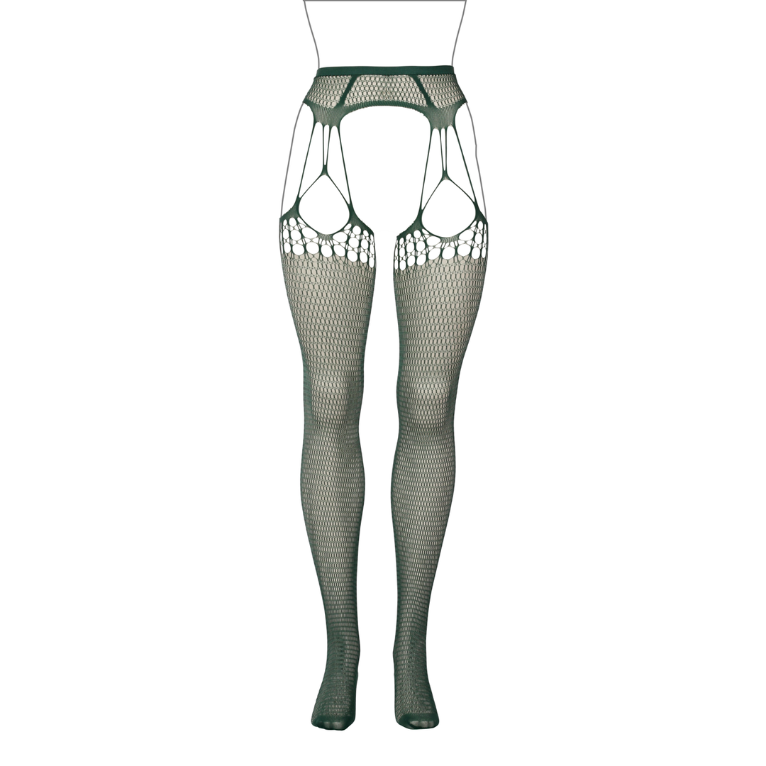 Shredded Suspender Pantyhose - Queen Size - Green - Image 7
