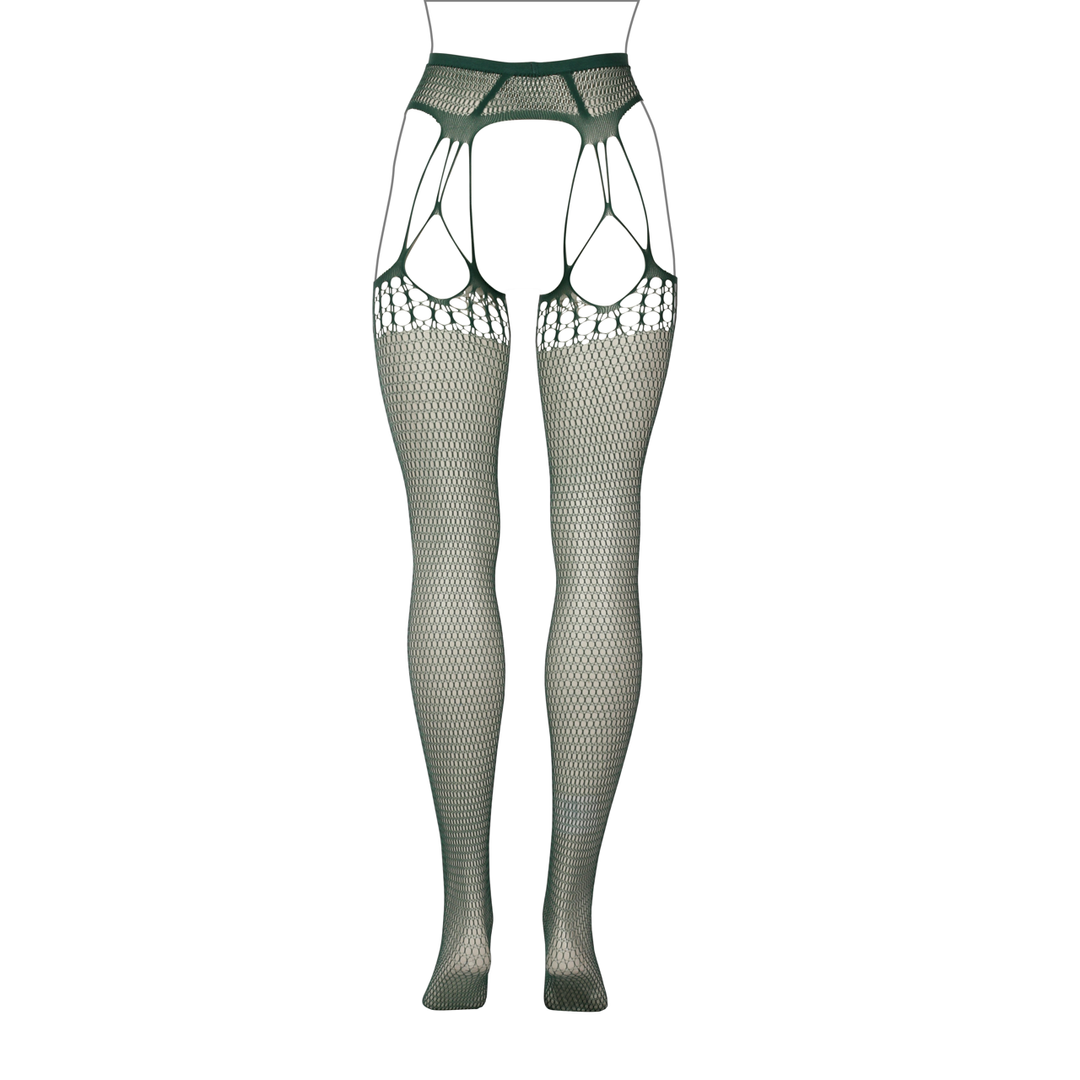 Shredded Suspender Pantyhose - Queen Size - Green - Image 8