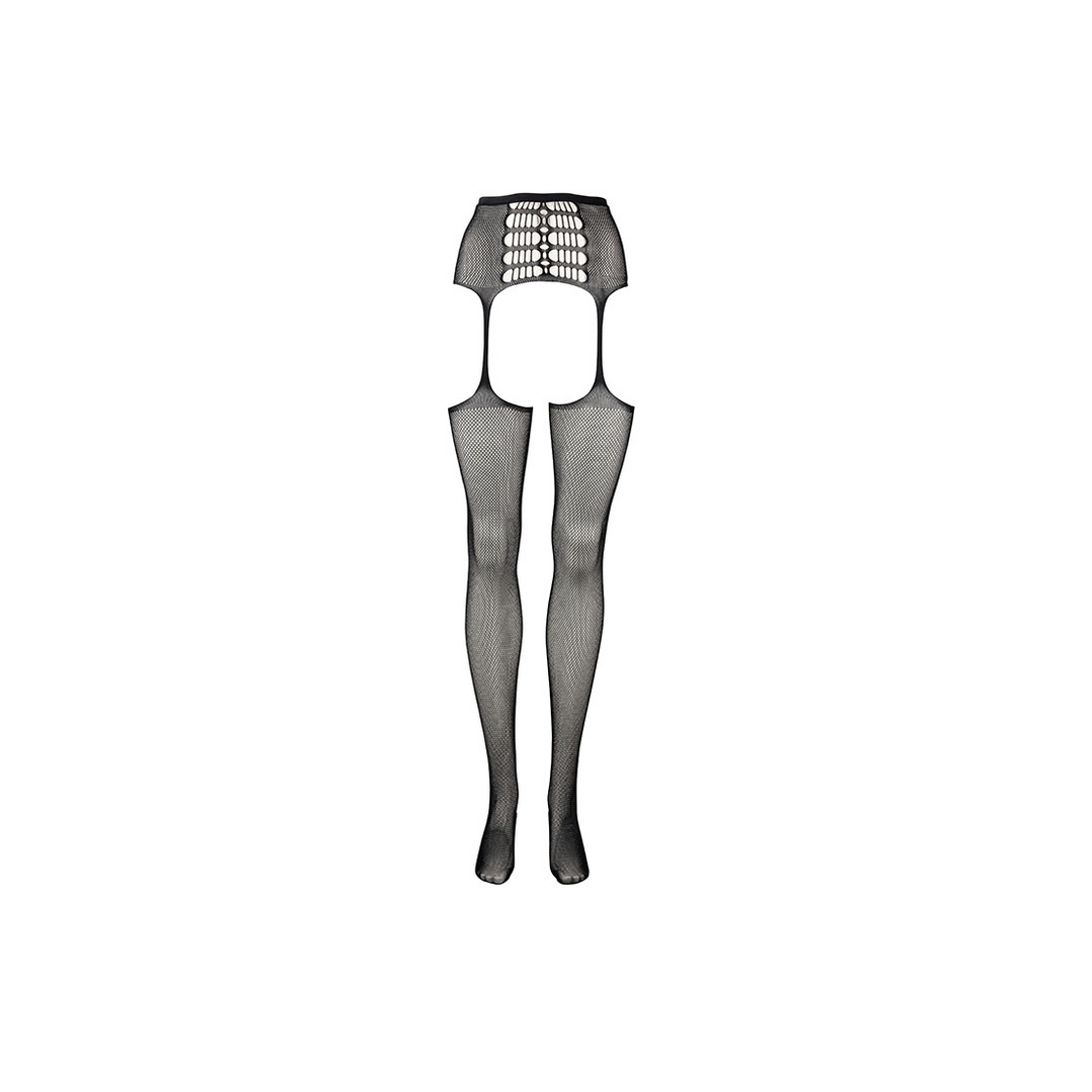 High-Waist Garterbelt Stockings - One Size - Black - Image 9