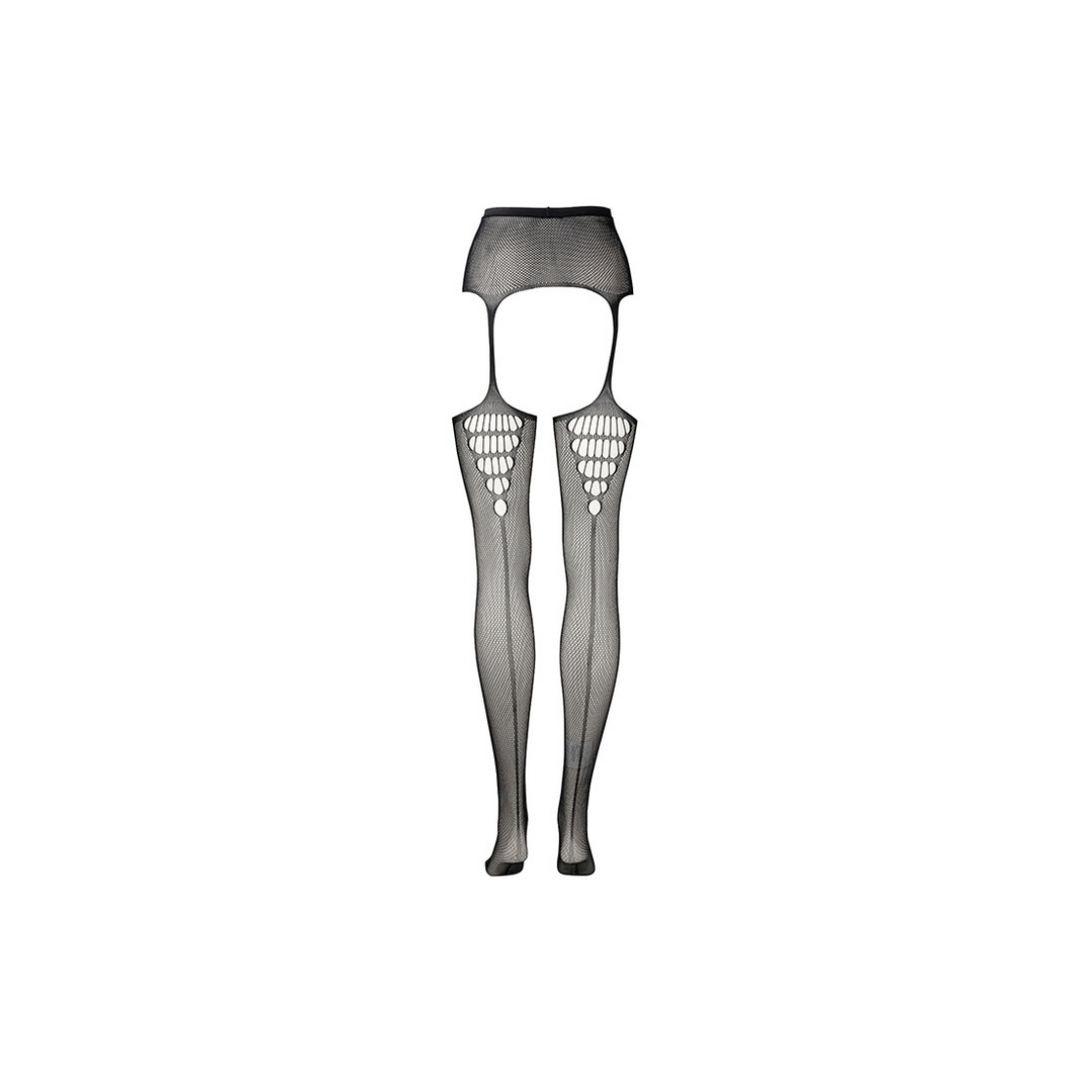 High-Waist Garterbelt Stockings - One Size - Black - Image 10