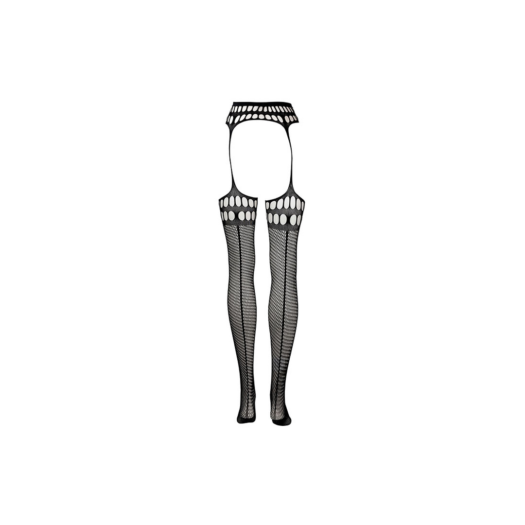 Garterbelt Stockings with Open Design - One Size - Black - Image 10