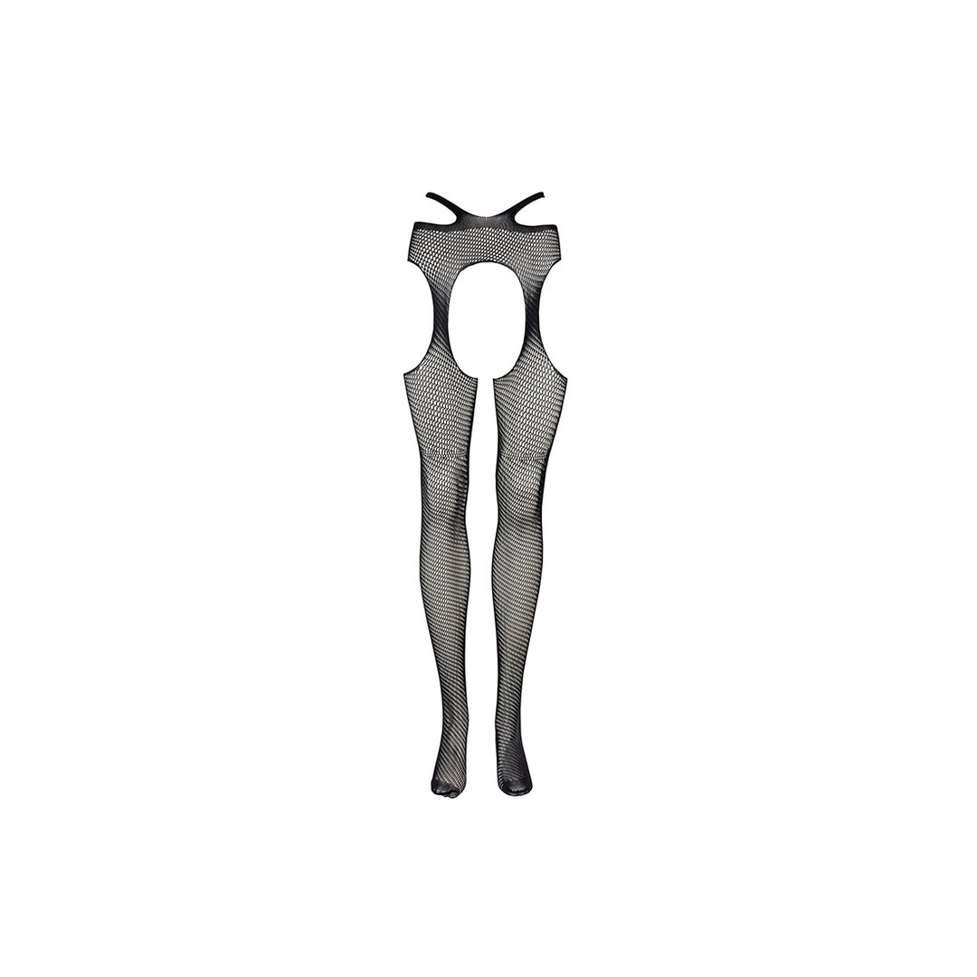 Suspender Pantyhose with Strappy Waist - Queen Size - Black - Image 9