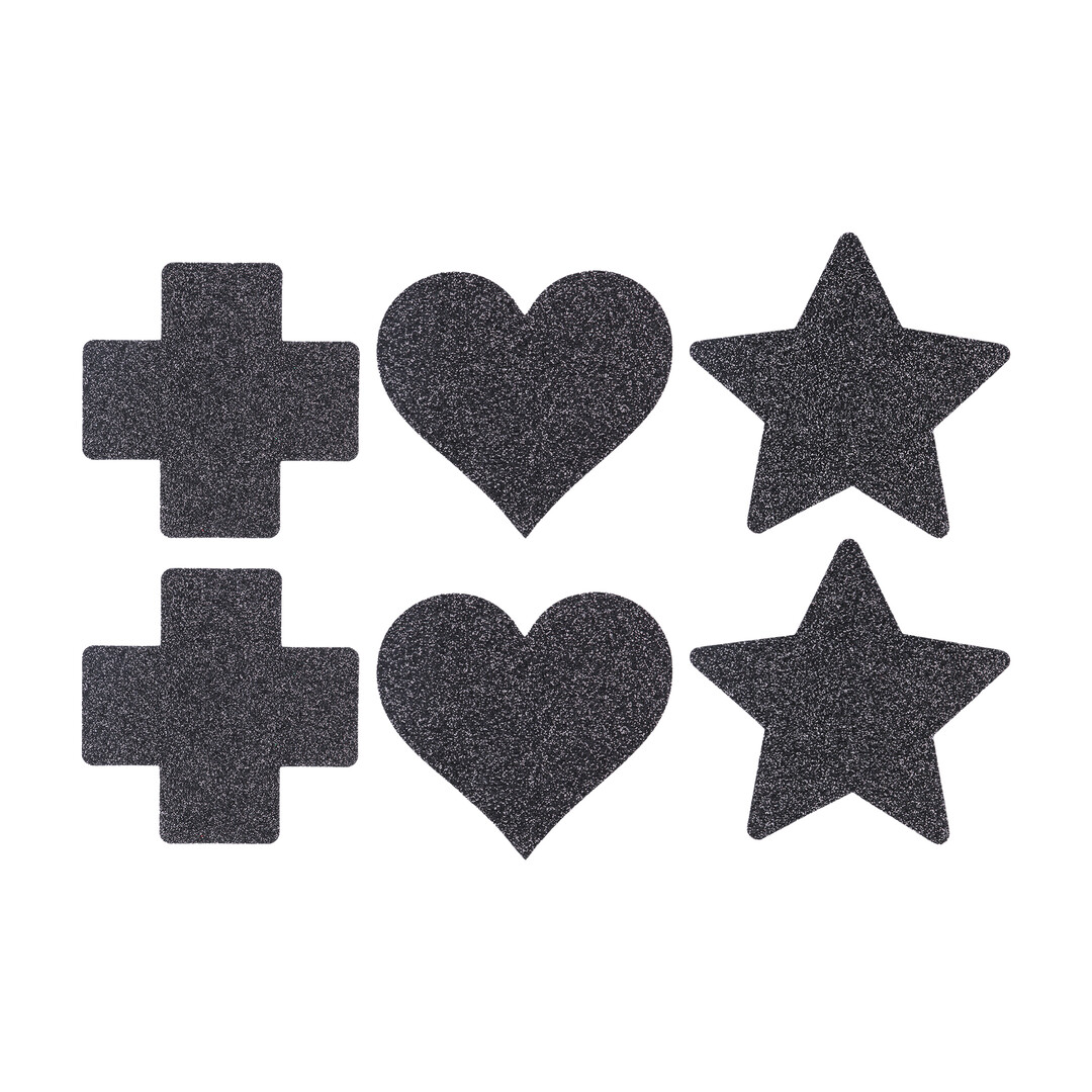 Nipple Cover Set - Cross Star Heart - Black - Image 5