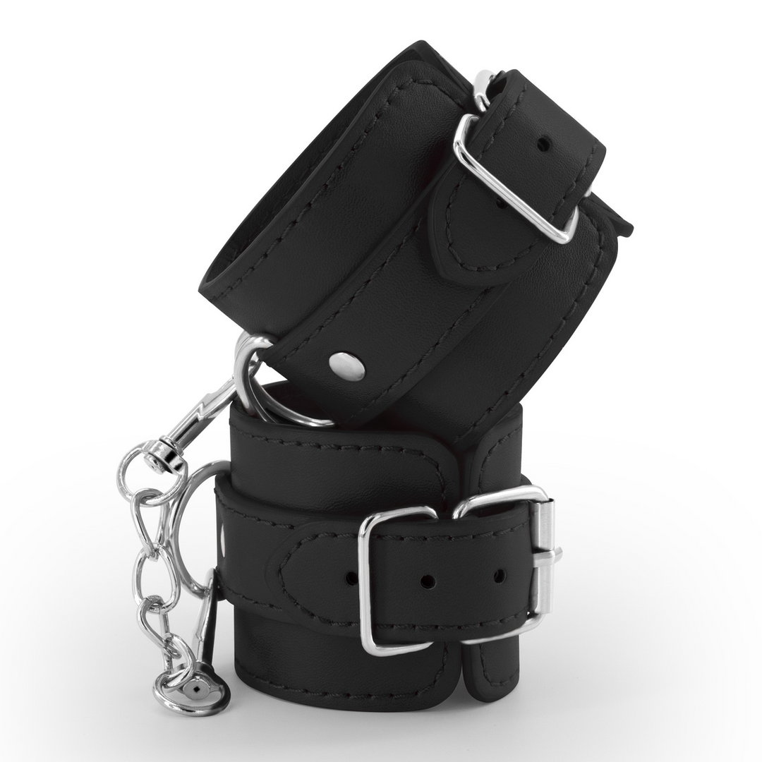 Bondage Love - Leather Handcuffs - Black - Image 3