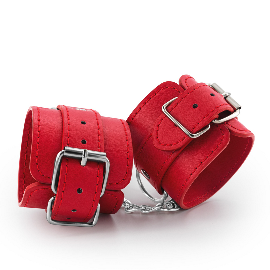 Bondage Love - Leather Handcuffs - Red - Image 4