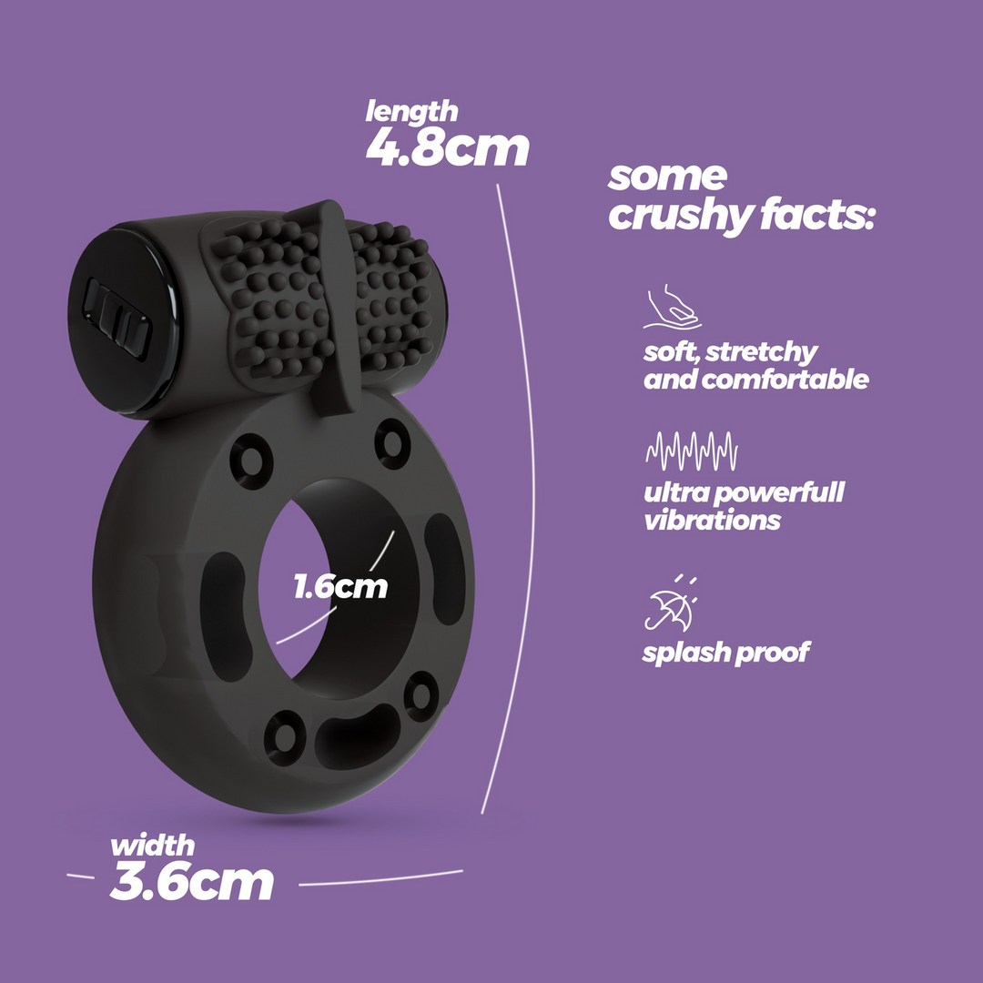 Booster - Cockring with Vibrating Bullet - Black - Image 4