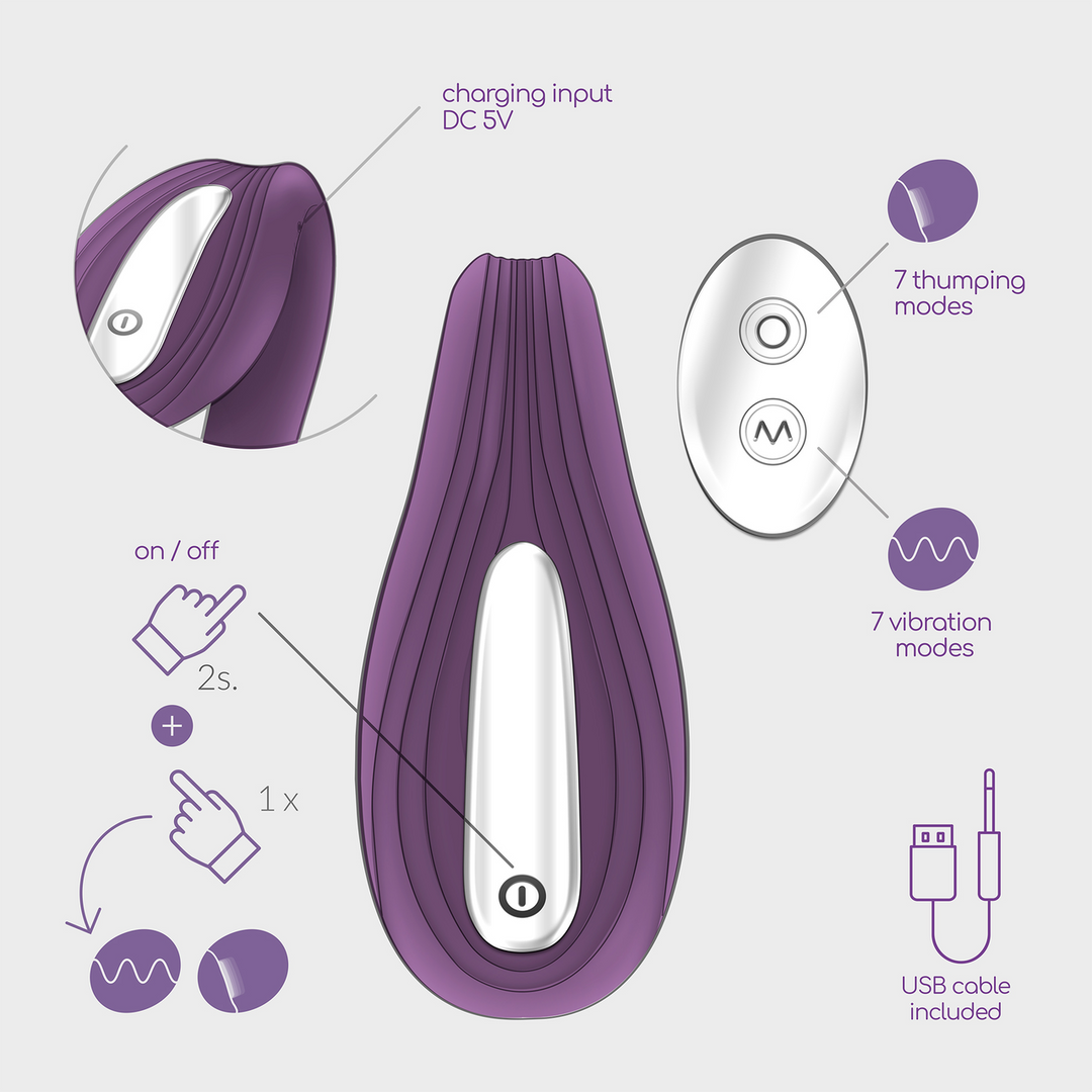 Pleasuriser - Rechargeable Vibrator with Waterbased Lubricant - 1.7 fl oz / 50 ml - Purple - Image 6