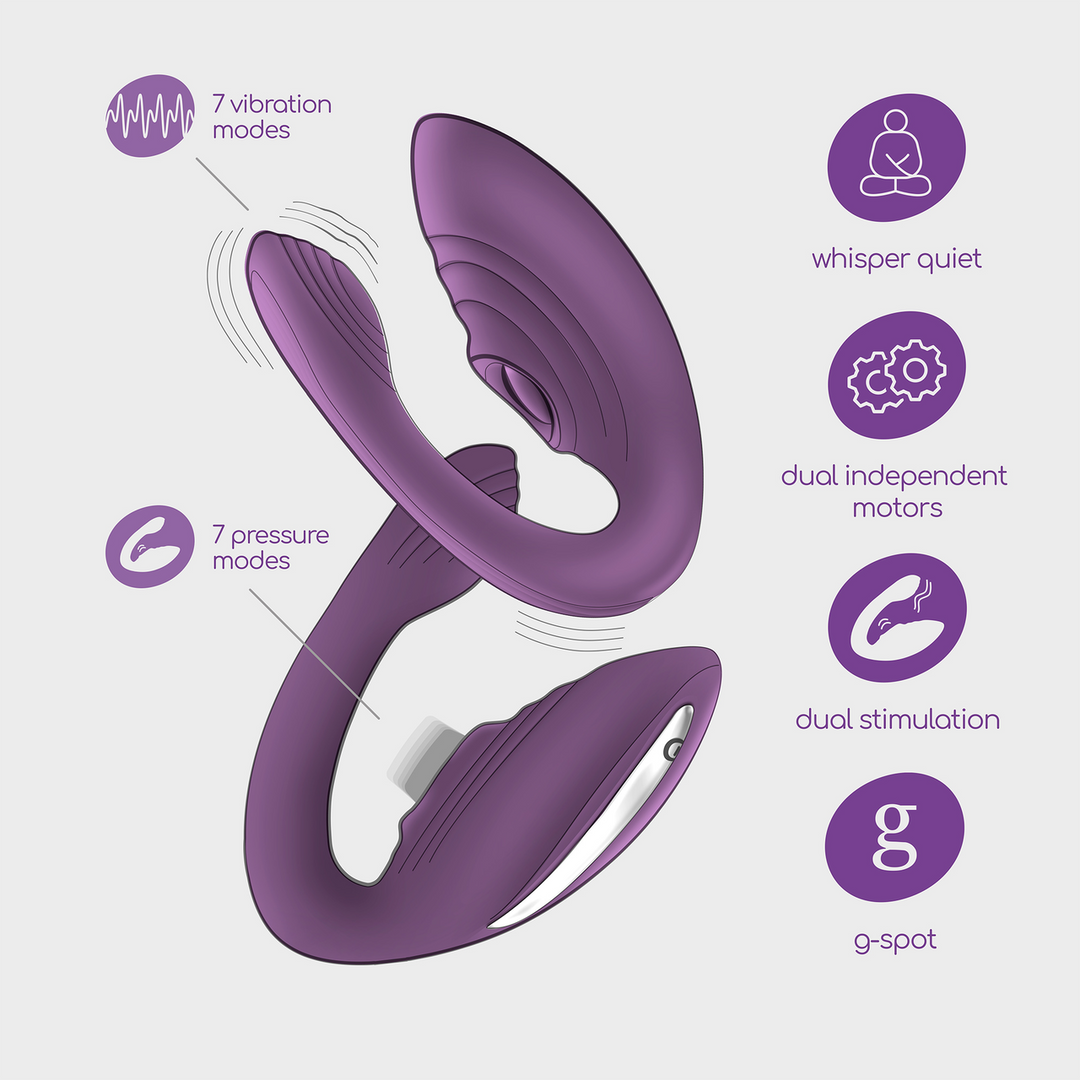 Pleasuriser - Rechargeable Vibrator with Waterbased Lubricant - 1.7 fl oz / 50 ml - Purple - Image 7
