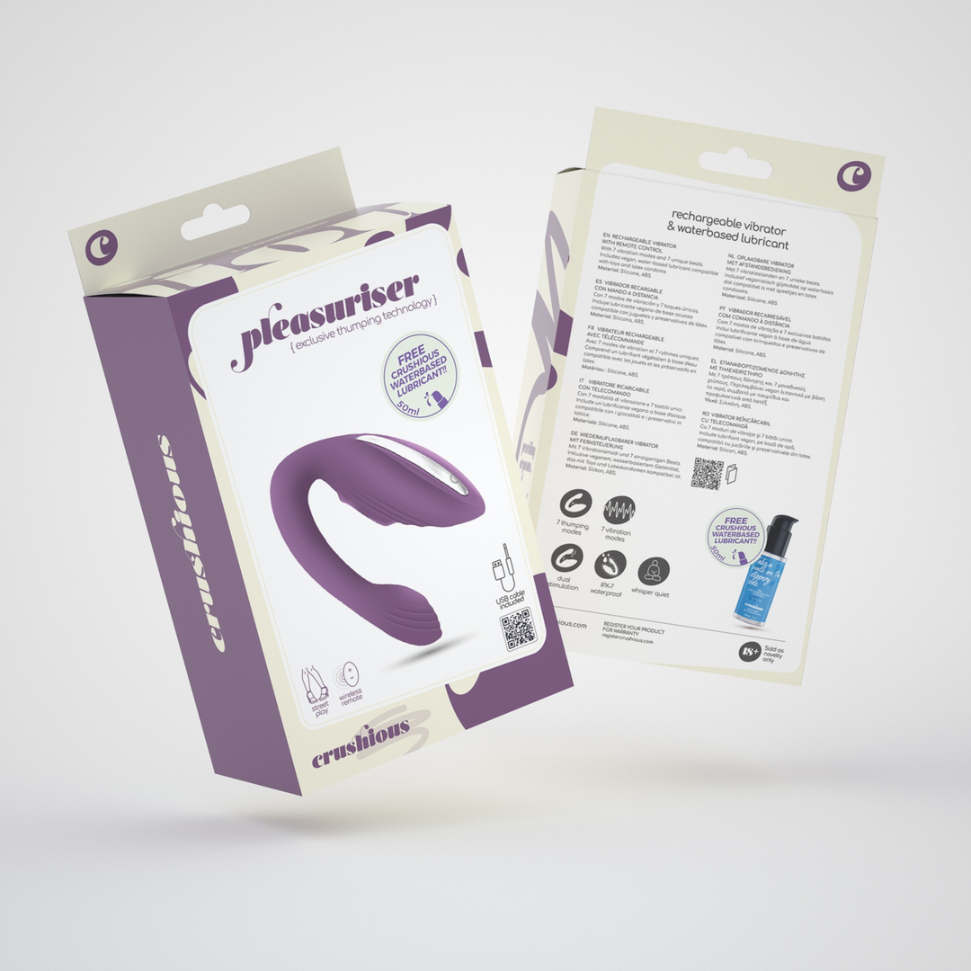 Pleasuriser - Rechargeable Vibrator with Waterbased Lubricant - 1.7 fl oz / 50 ml - Purple - Image 2