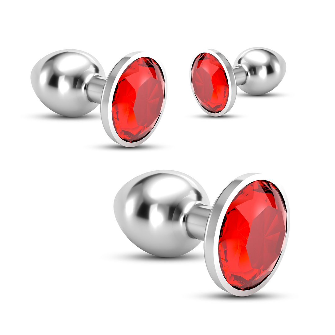 Bijou - Anal Train Trio - 3 Jewel Plugs - Red - Image 4