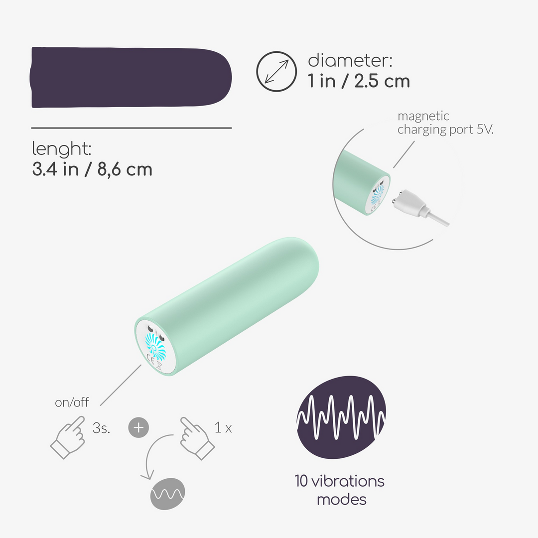 Quackers - USB Rechargeable Vibrating Bullet - Mint Green - Image 7