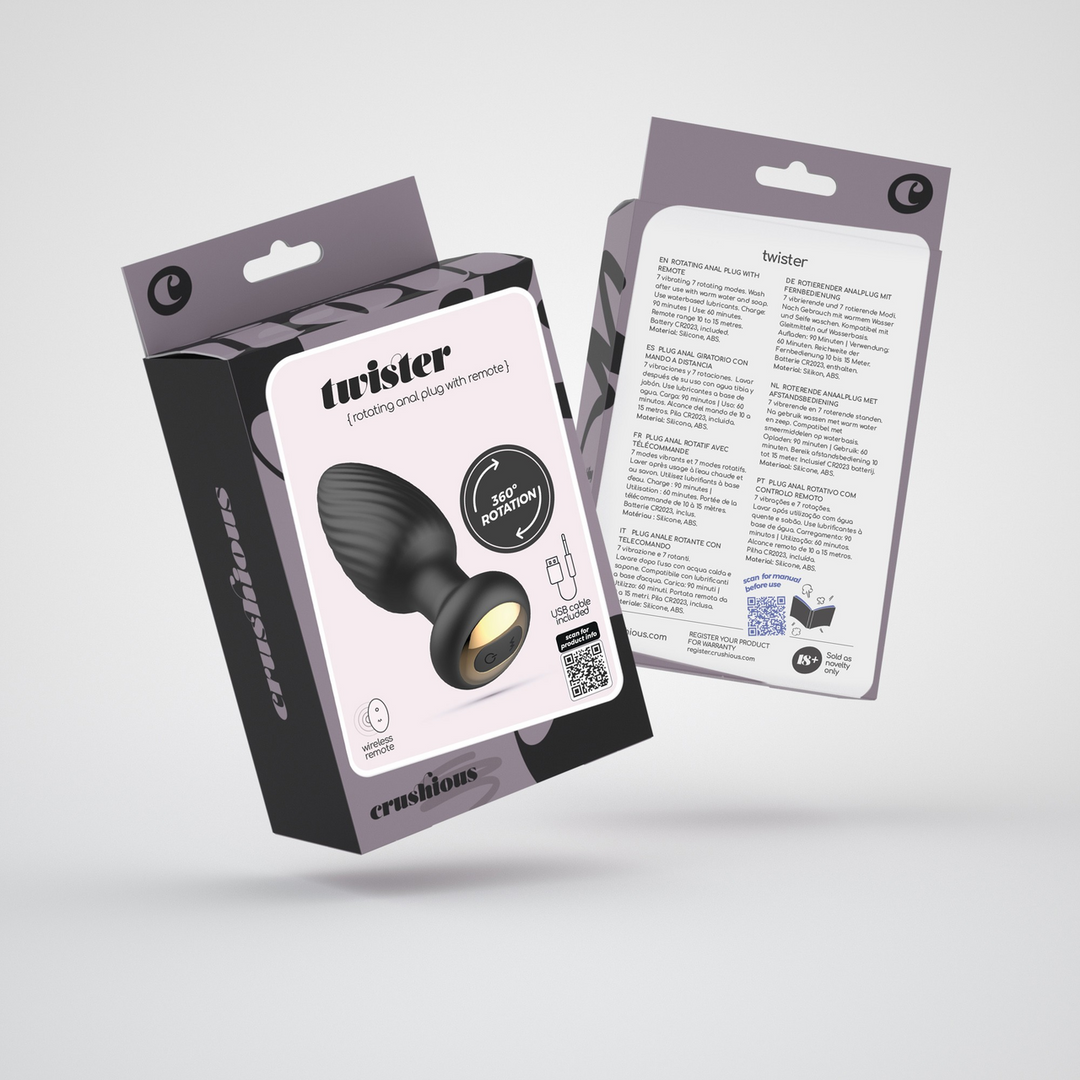 Twister - Rotating Anal Plug with Remote Control - Black - Image 2
