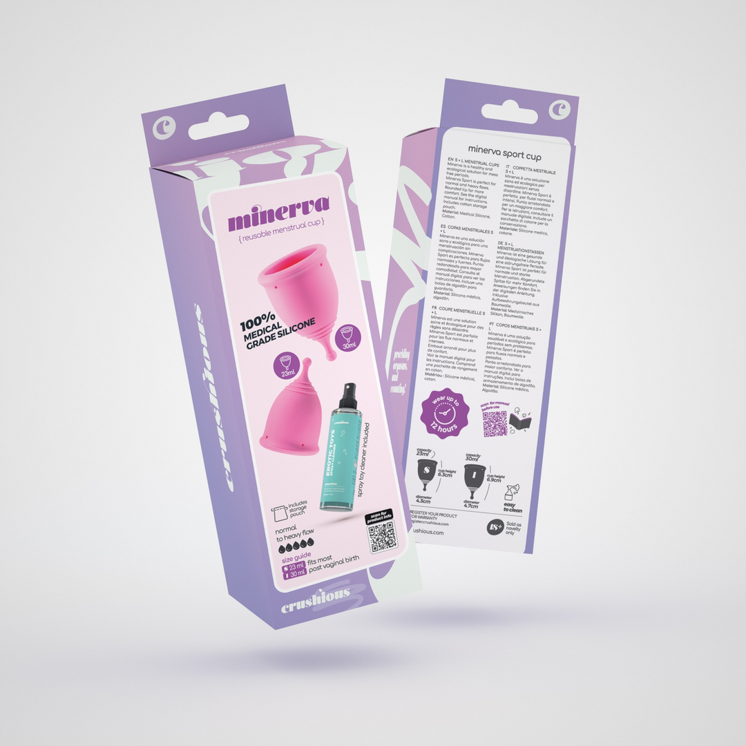 Minerva - Menstrual Cups with Pouch and Toycleaner- S and L - Pink - Image 2