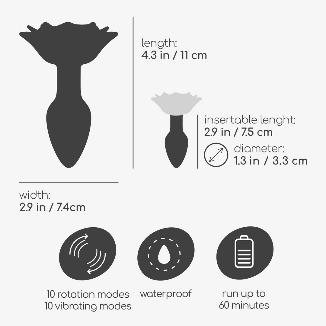 Giulietta - Rotating Anal Rose Plug with Remote Control - Red - Image 6