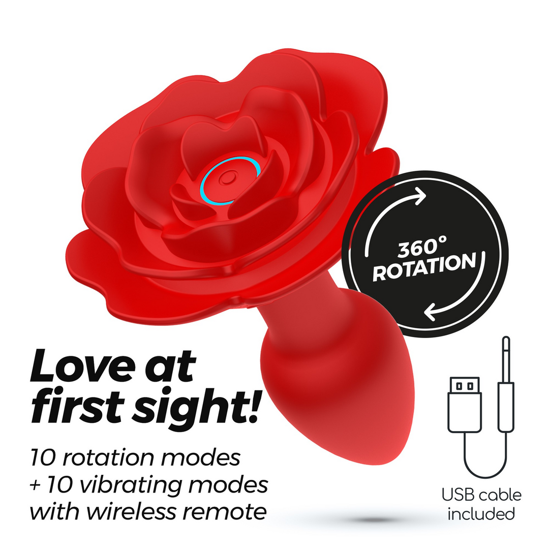 Giulietta - Rotating Anal Rose Plug with Remote Control - Red - Image 7