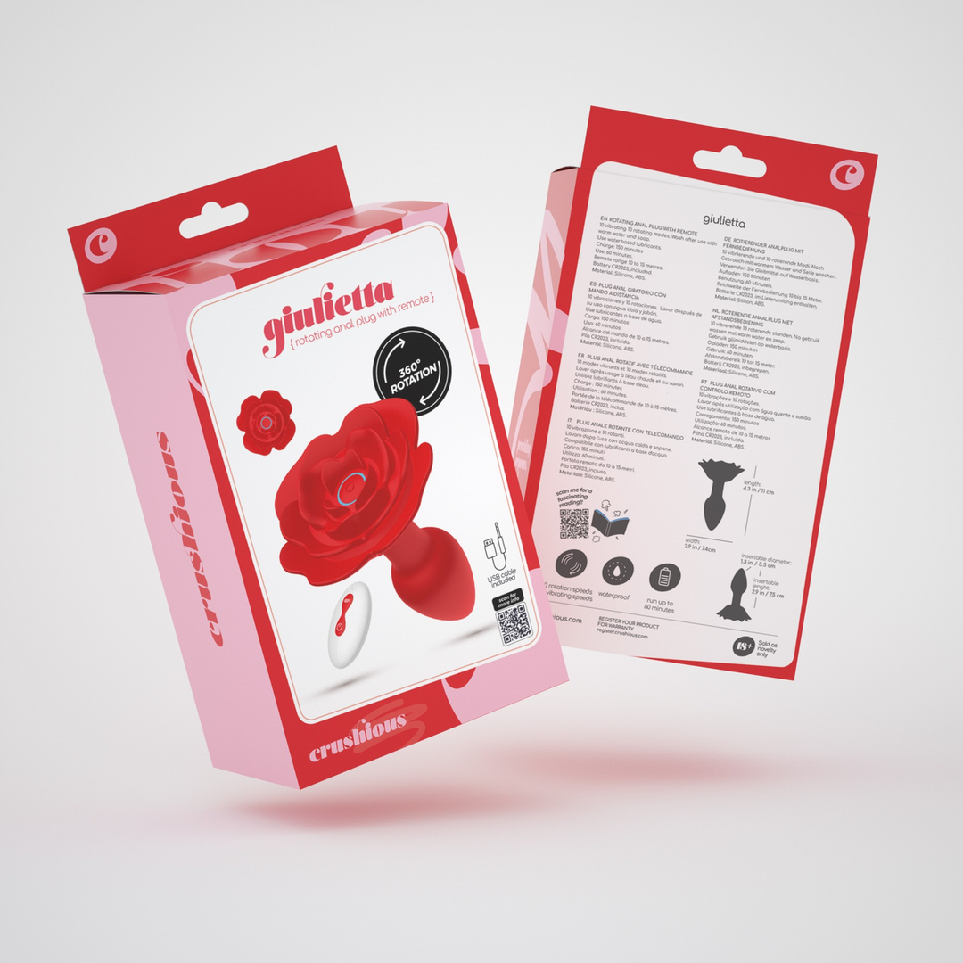 Giulietta - Rotating Anal Rose Plug with Remote Control - Red - Image 2