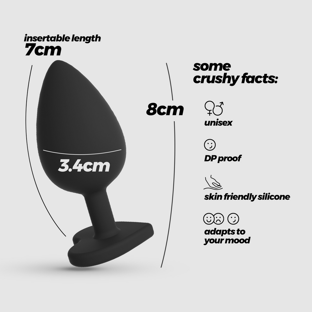 Cuore - Anal Plug with Four Interchangeable Jewels - Medium - Black - Image 6