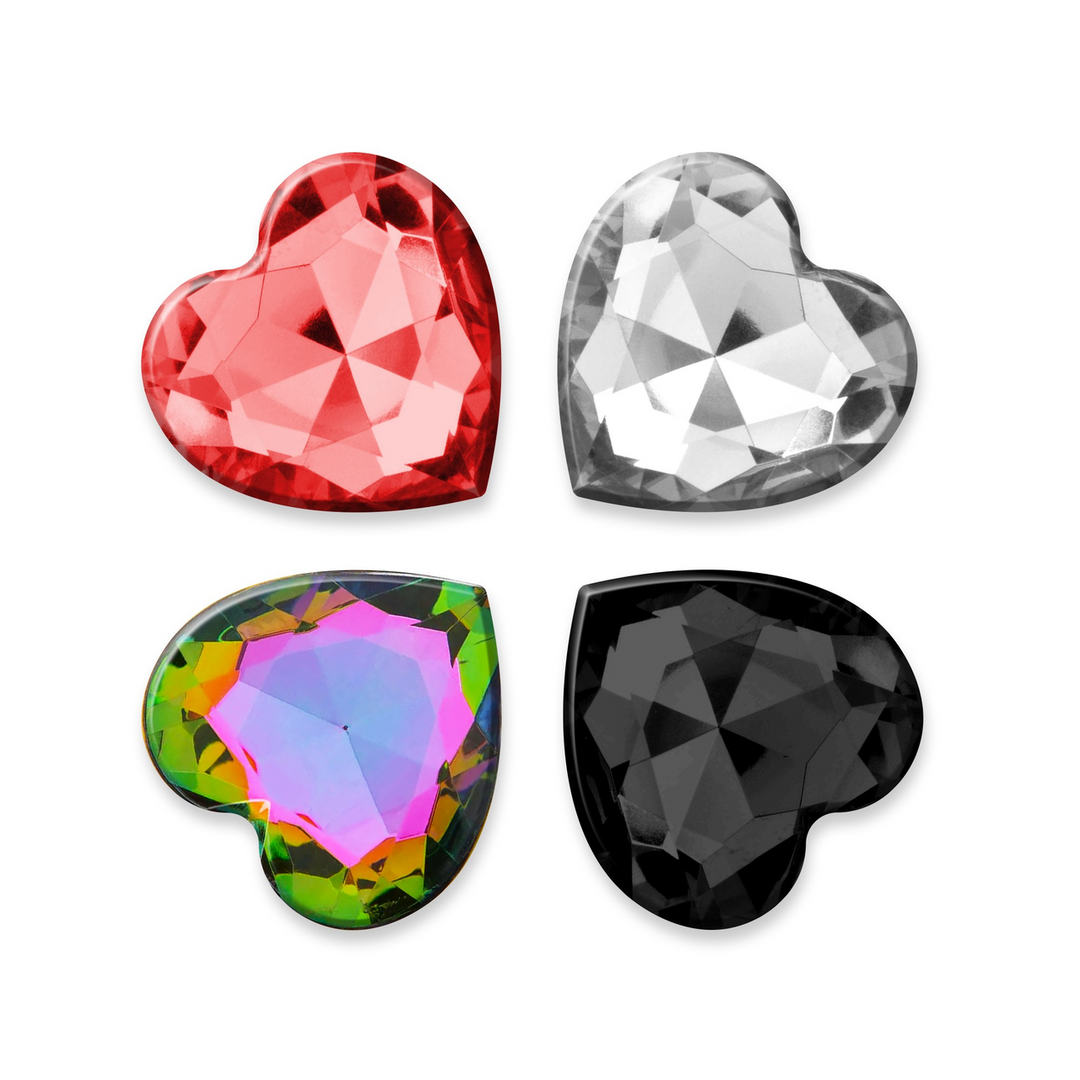 Cuore - Anal Plug with Four Interchangeable Jewels - Medium - Black - Image 3