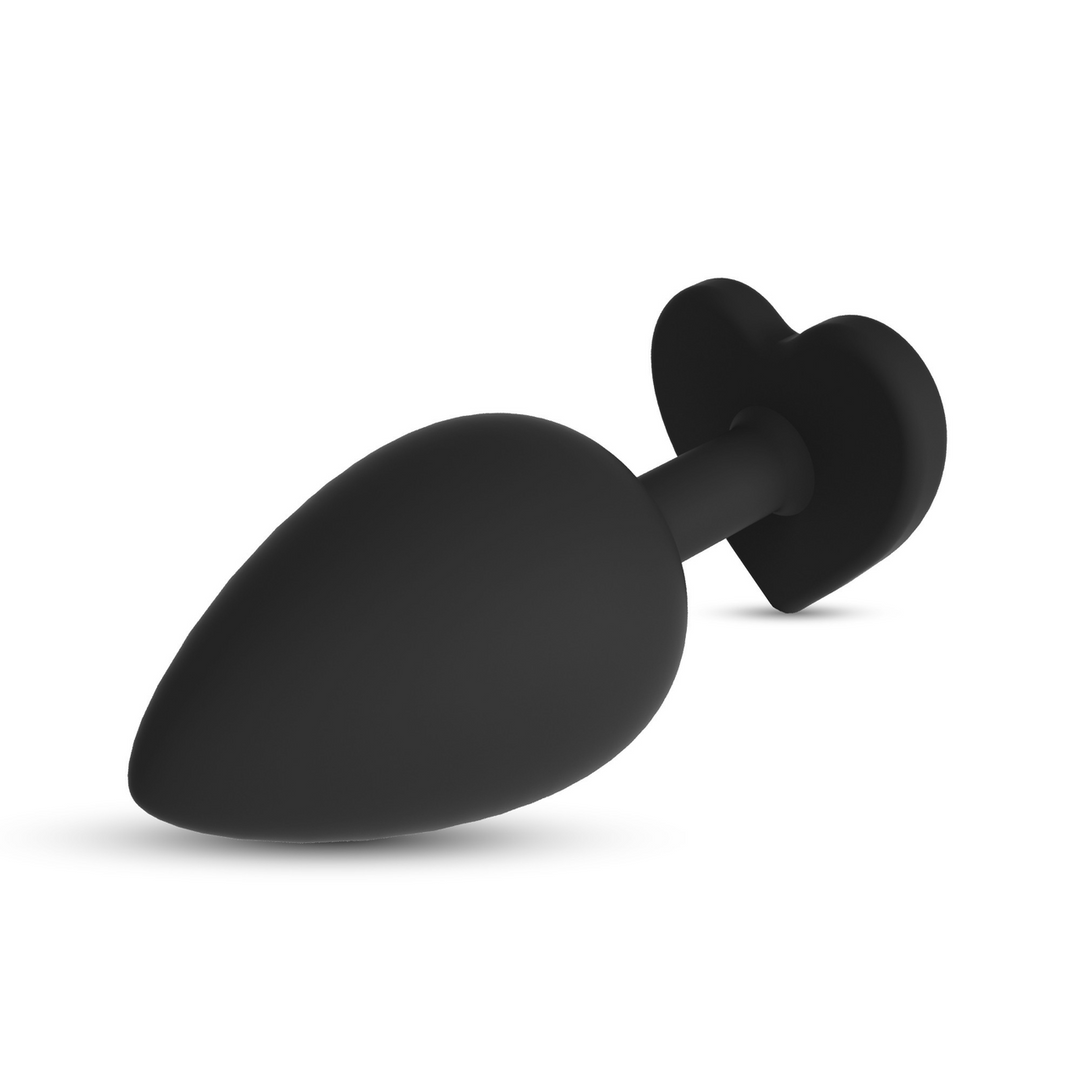 Cuore - Anal Plug with Four Interchangeable Jewels - Medium - Black - Image 5