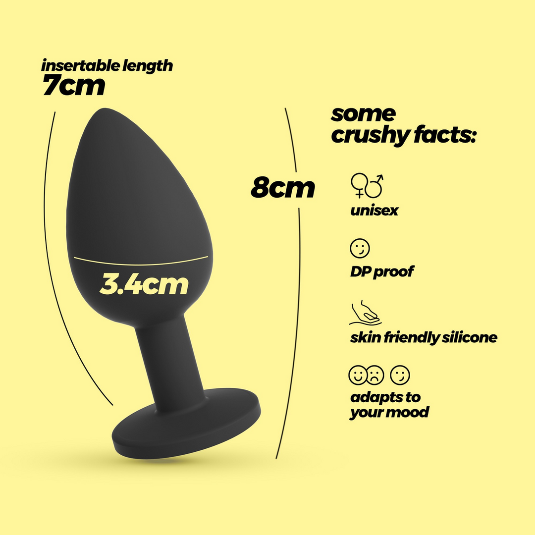 Camileo - Anal Plug with Four Interchangeable Jewels - Medium - Black - Image 6
