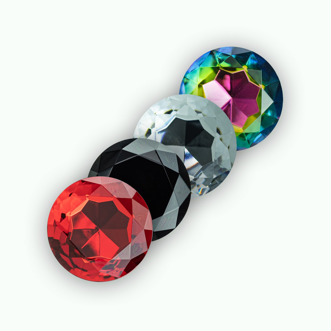 Camileo - Anal Plug with Four Interchangeable Jewels - Medium - Black - Image 3