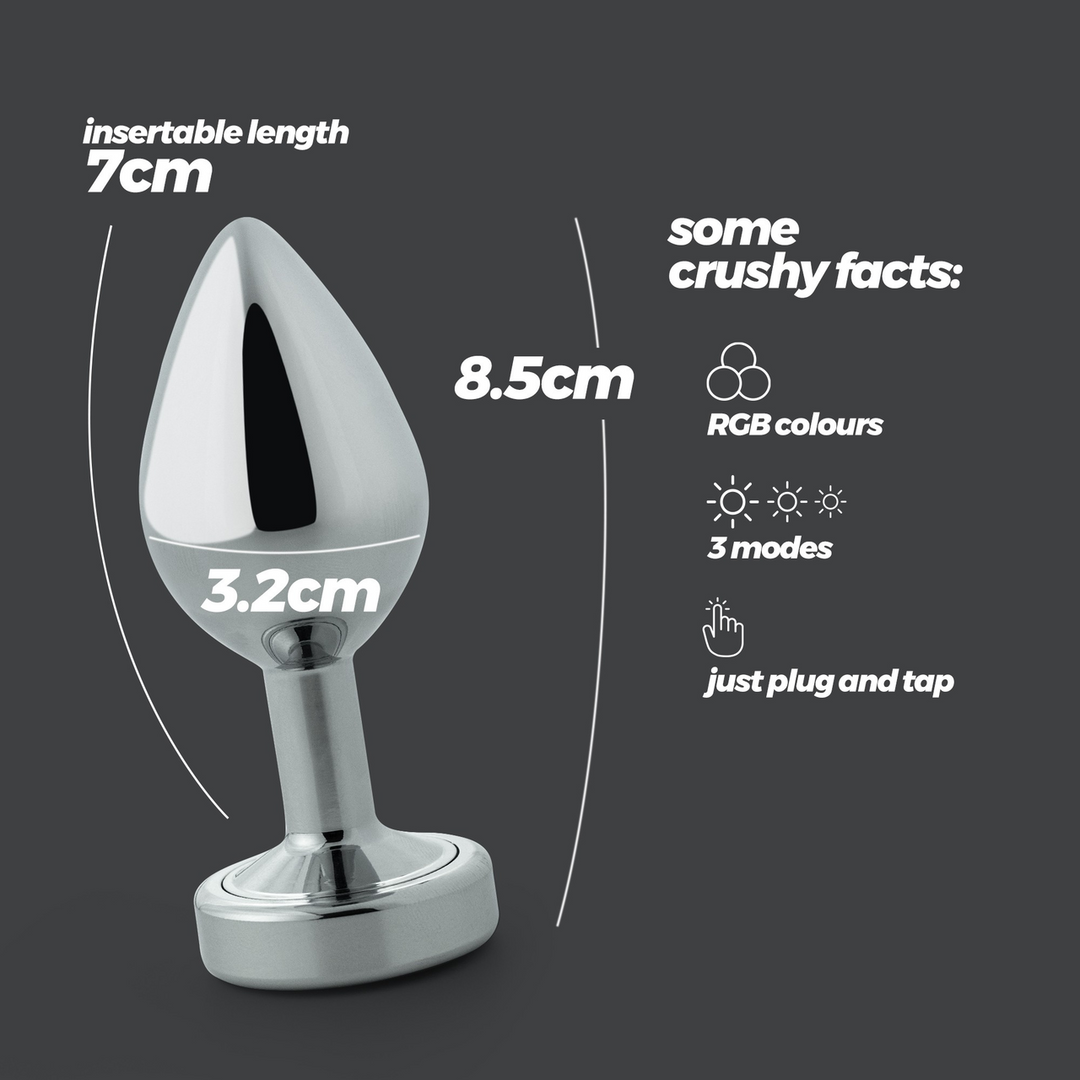 Borealis - Metal Anal Plug with LED RGB - Medium - Silver - Image 6