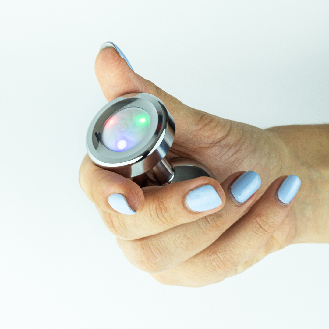 Borealis - Metal Anal Plug with LED RGB - Medium - Silver - Image 7