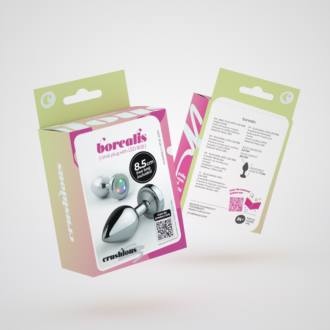 Borealis - Metal Anal Plug with LED RGB - Medium - Silver - Image 2