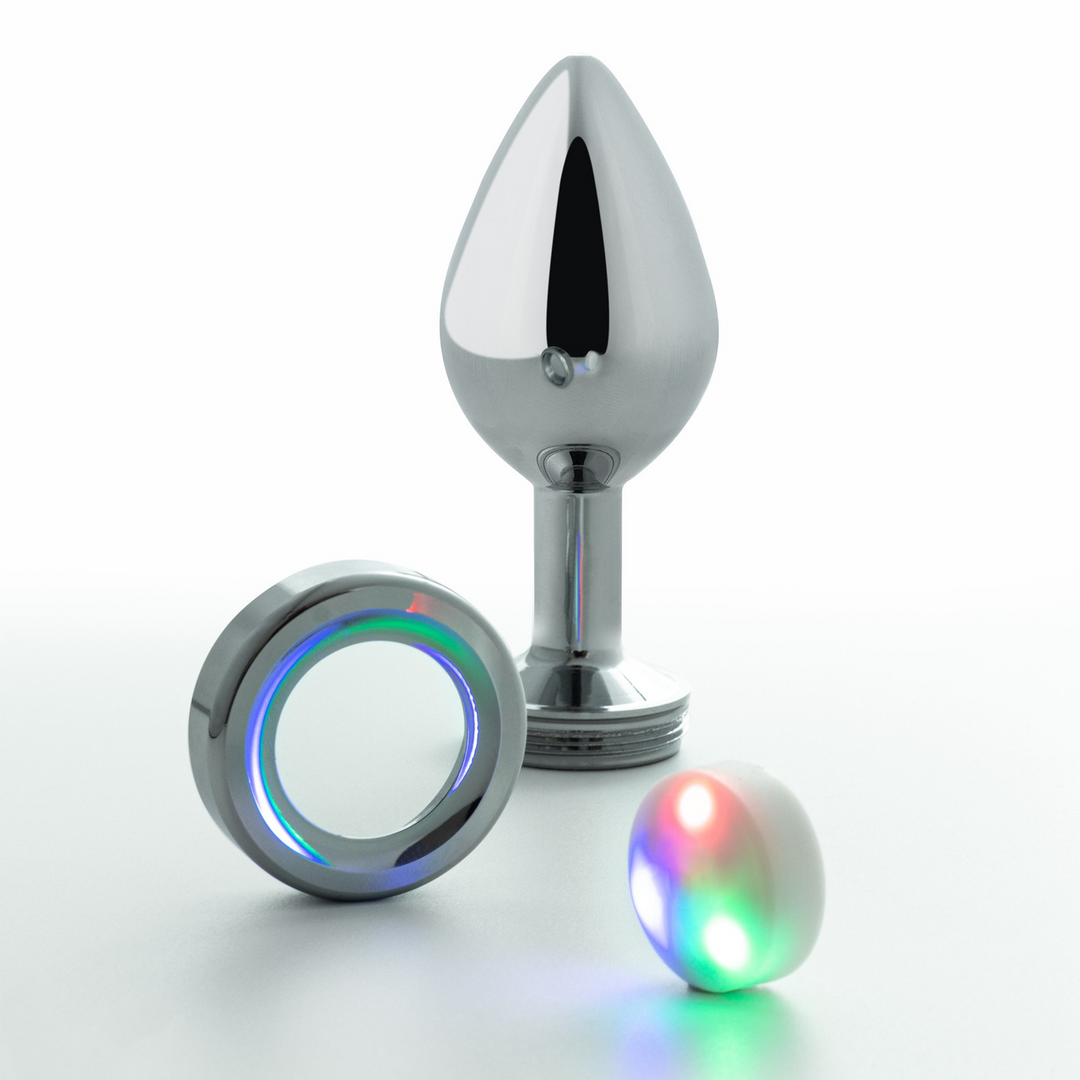 Borealis - Metal Anal Plug with LED RGB - Medium - Silver - Image 3