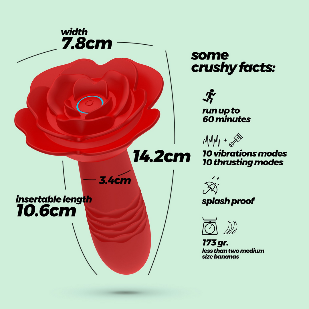 Romeo - Thrusting Anal Rose Plug with Remote Control - Red - Image 7