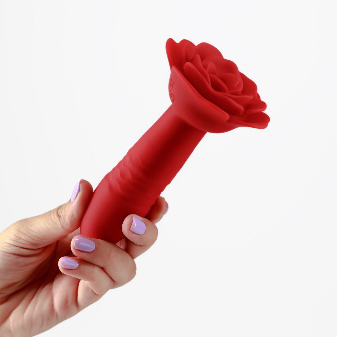 Romeo - Thrusting Anal Rose Plug with Remote Control - Red - Image 8