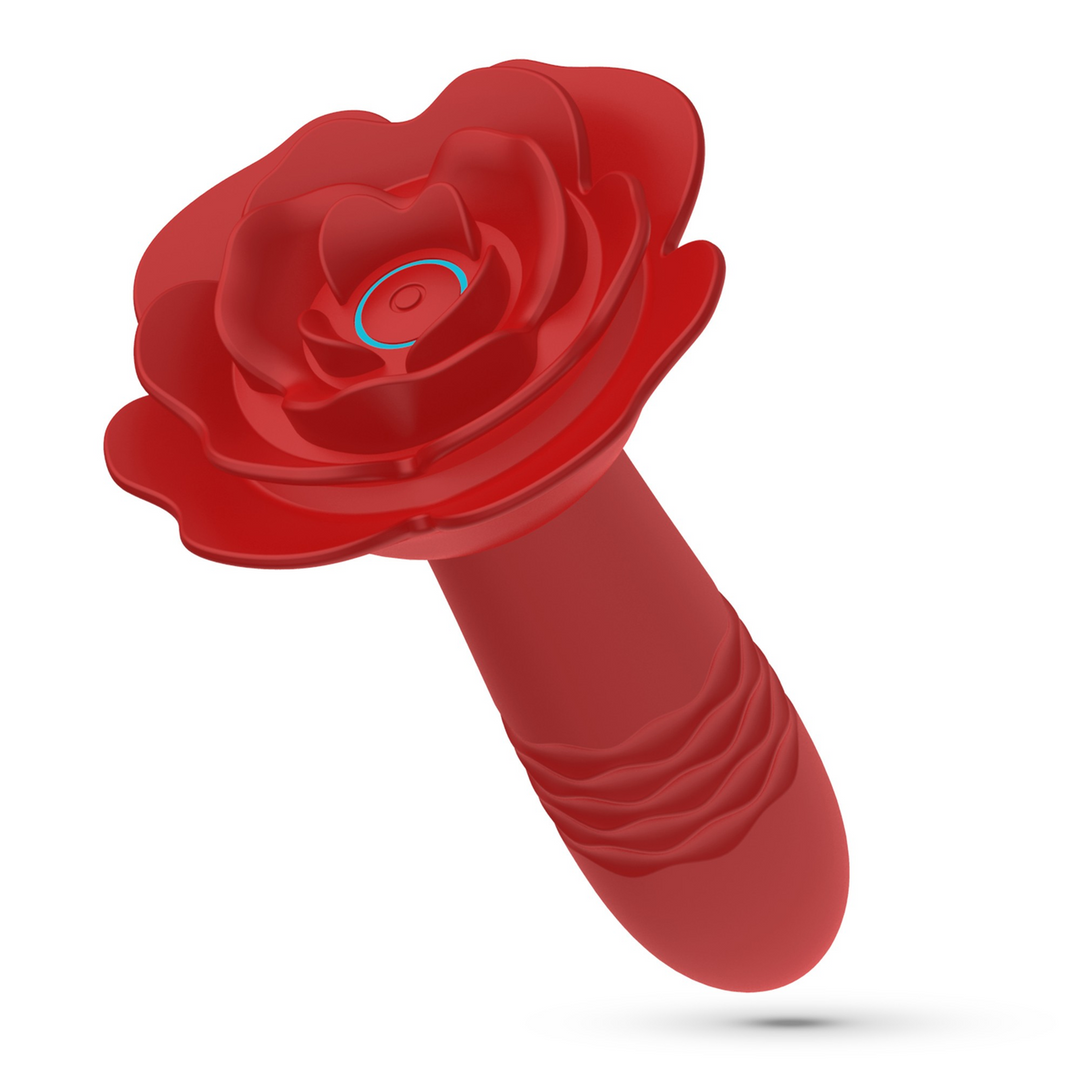Romeo - Thrusting Anal Rose Plug with Remote Control - Red - Image 3