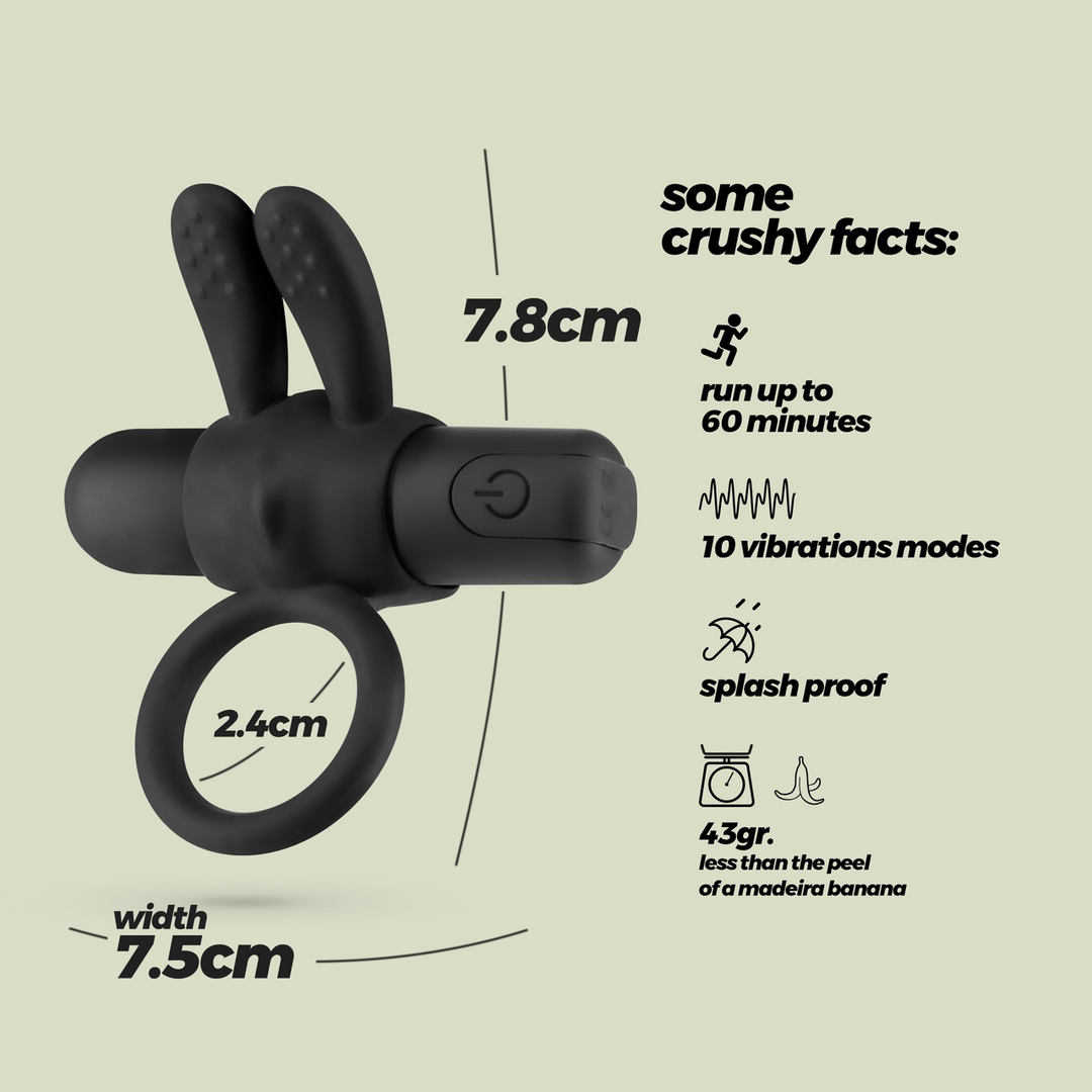 Wonka - Cockring with Rechargeable Vibrating Bullet - Black - Image 6
