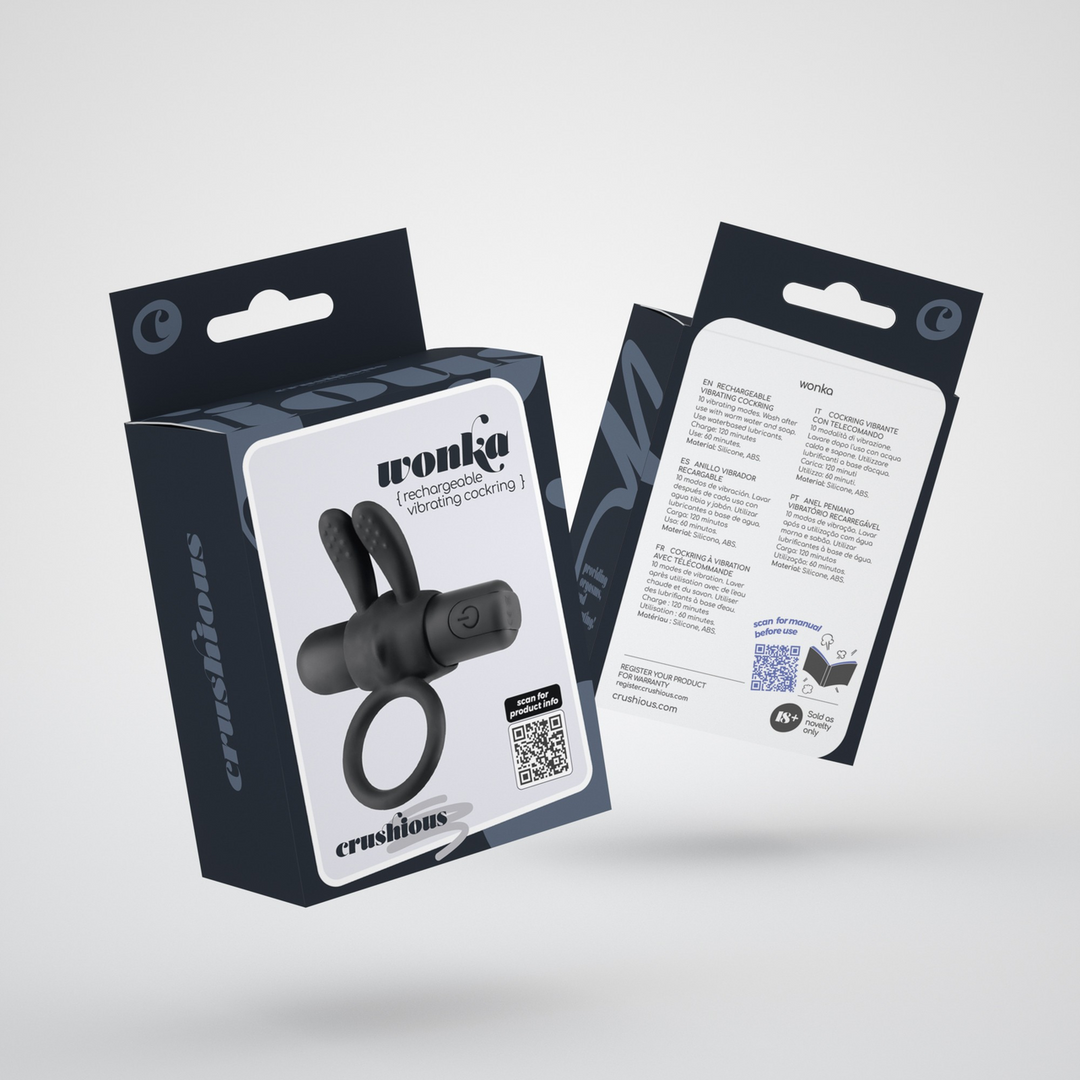 Wonka - Cockring with Rechargeable Vibrating Bullet - Black - Image 2