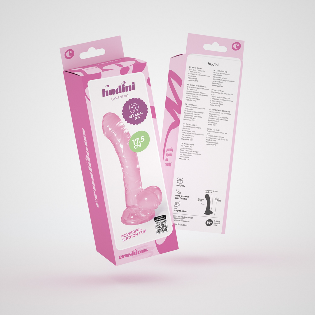 Hudini - Jelly Flexible Anal Dildo - 6.9/ 17,5 cm - Pink - Image 2