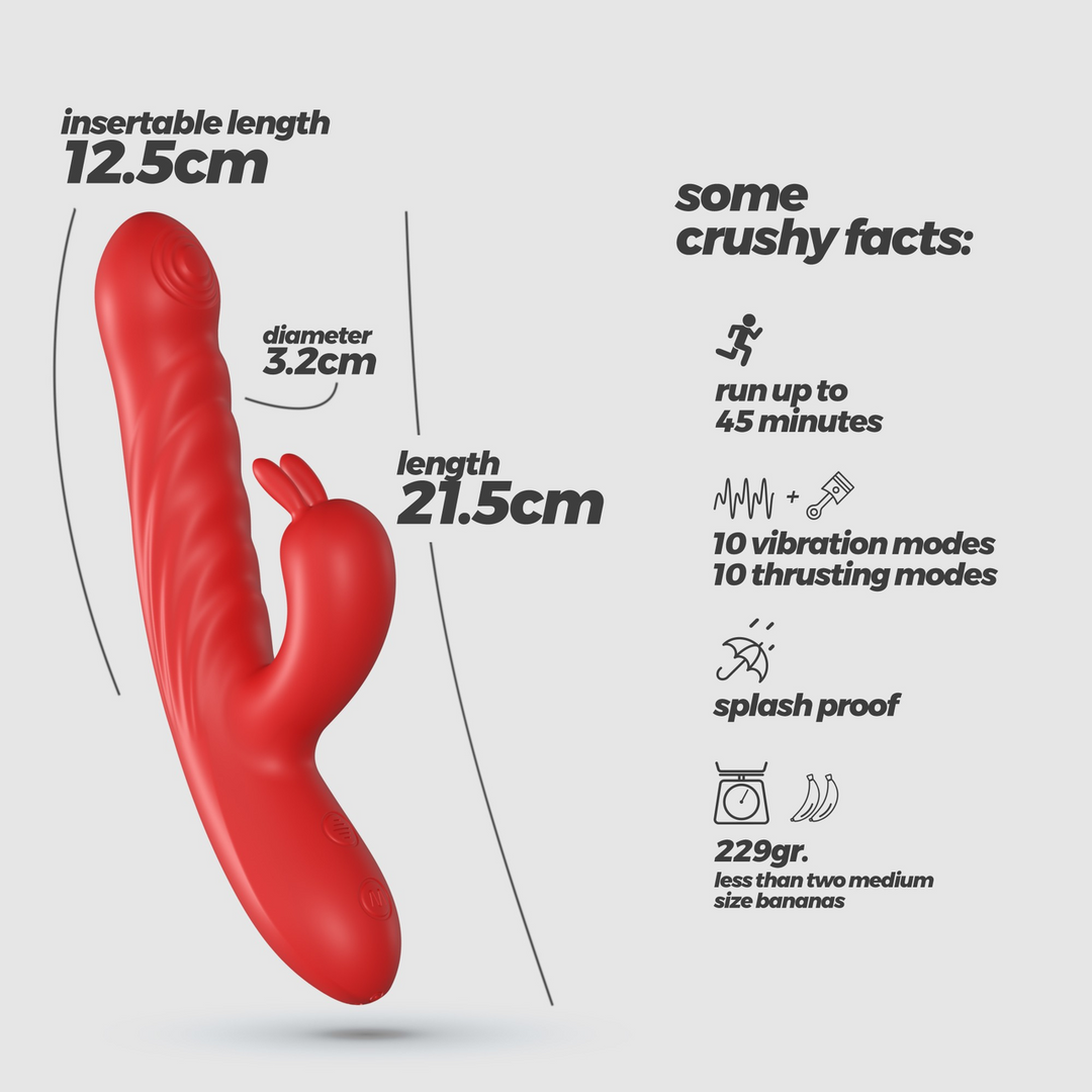 Lapin - Thrusting Rabbit Vibrator - Red - Image 6
