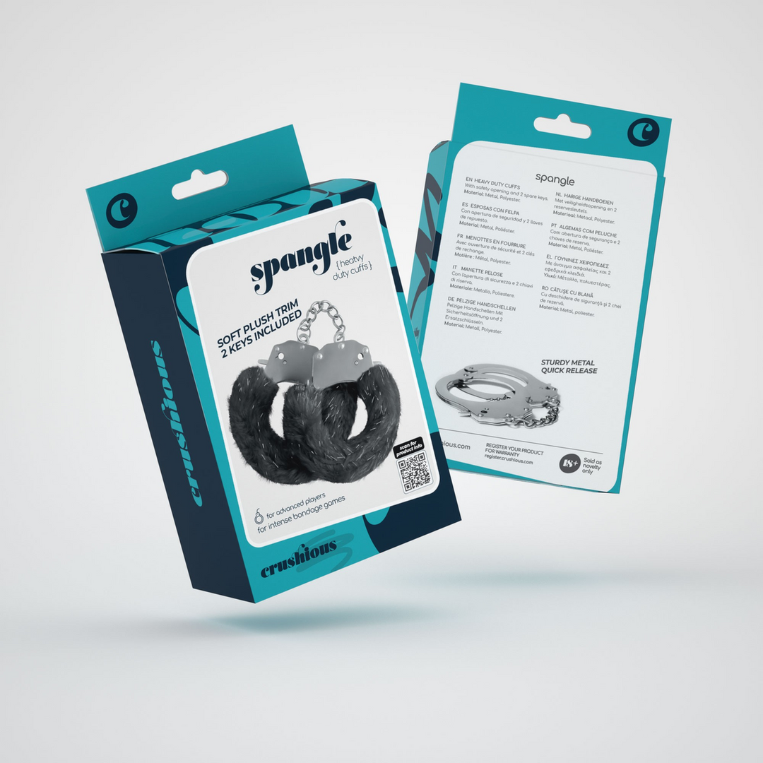 Spangle - Metal Handcuffs with Plush - Black - Image 2