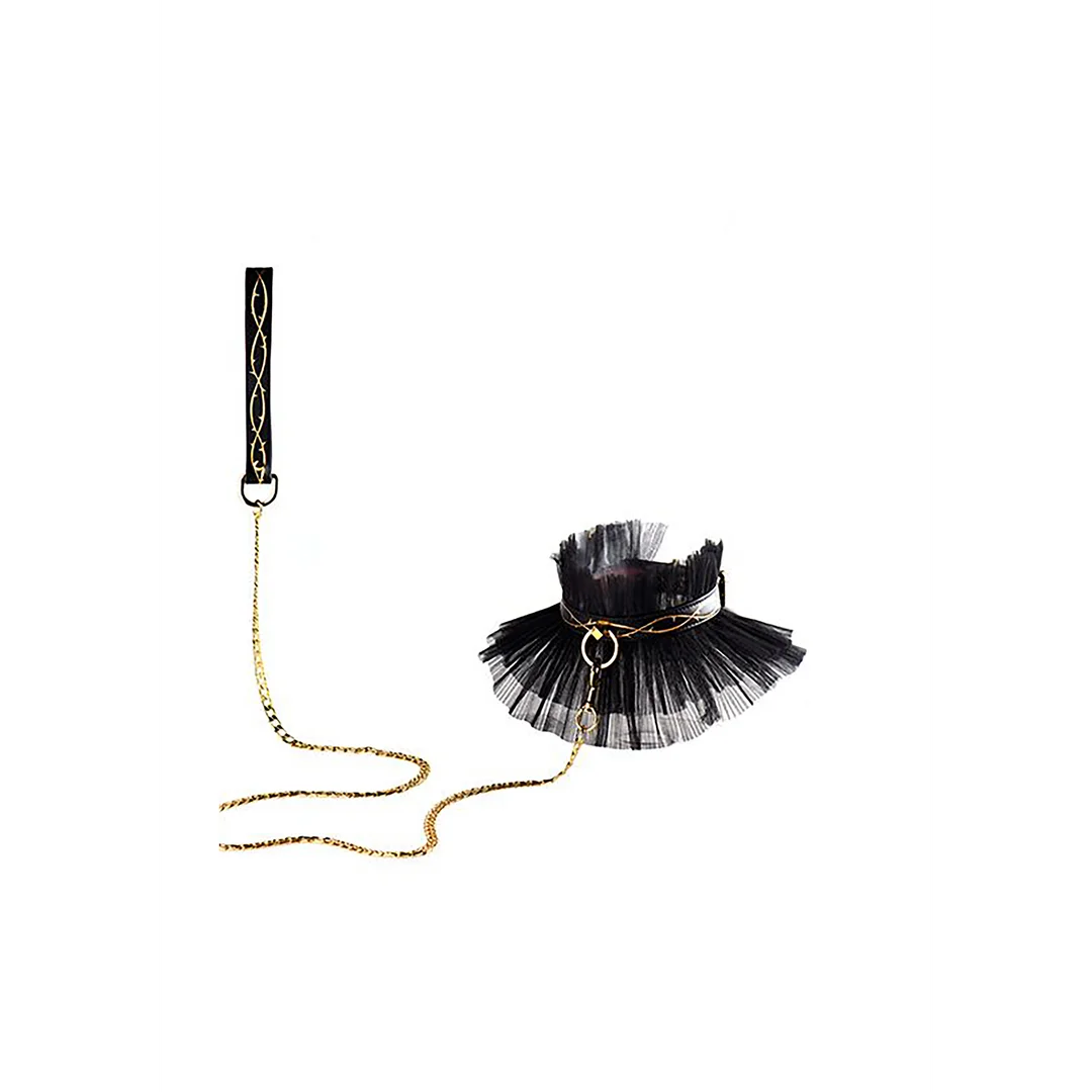 Leather Thorn Choker&Chain Lead