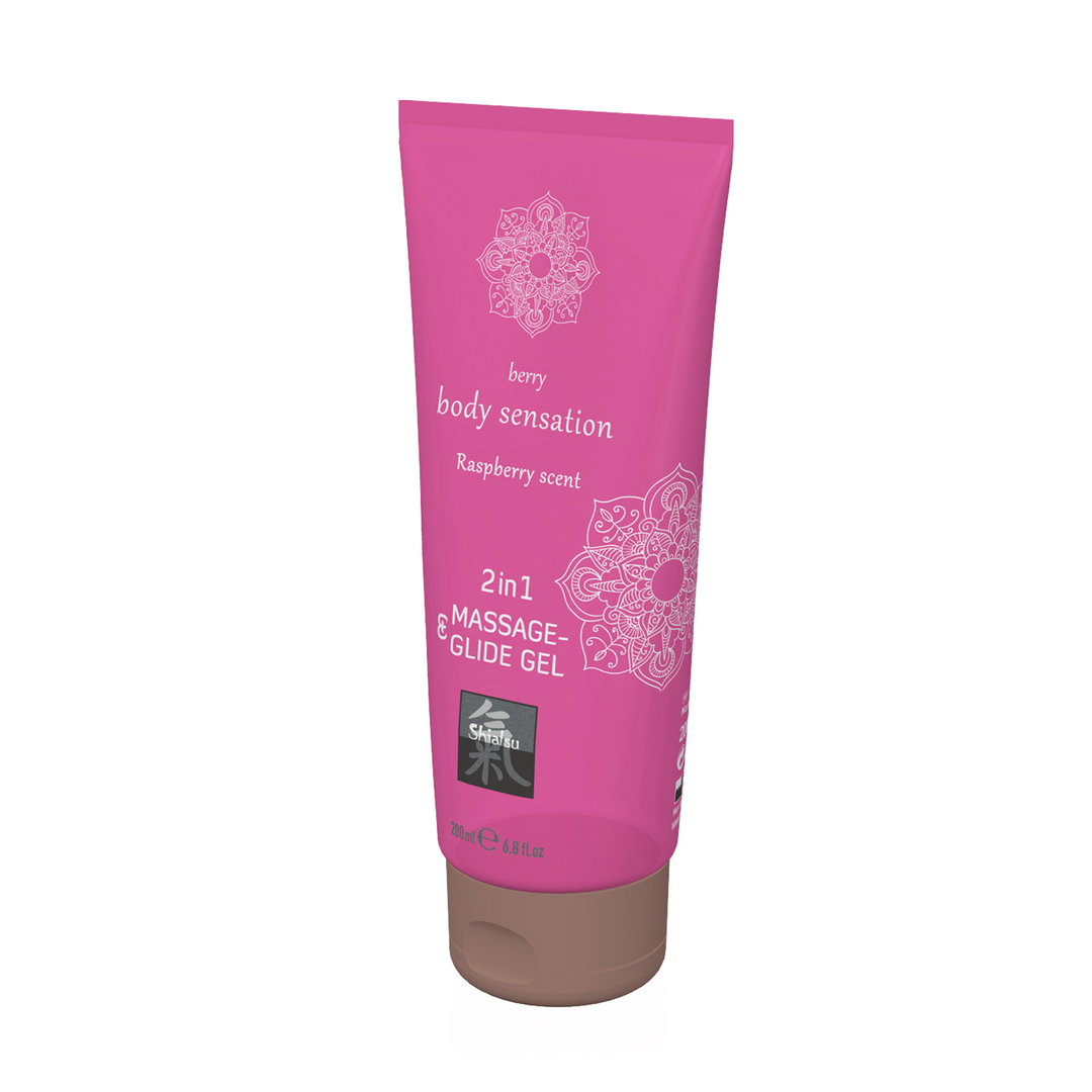 2 in 1 Massage and Glide Gel - Raspberry - 7 fl oz / 200 ml - Image 2