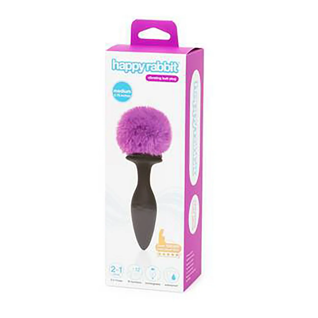Rechargeable Vibrating Butt Plug Medium - Black/Purple