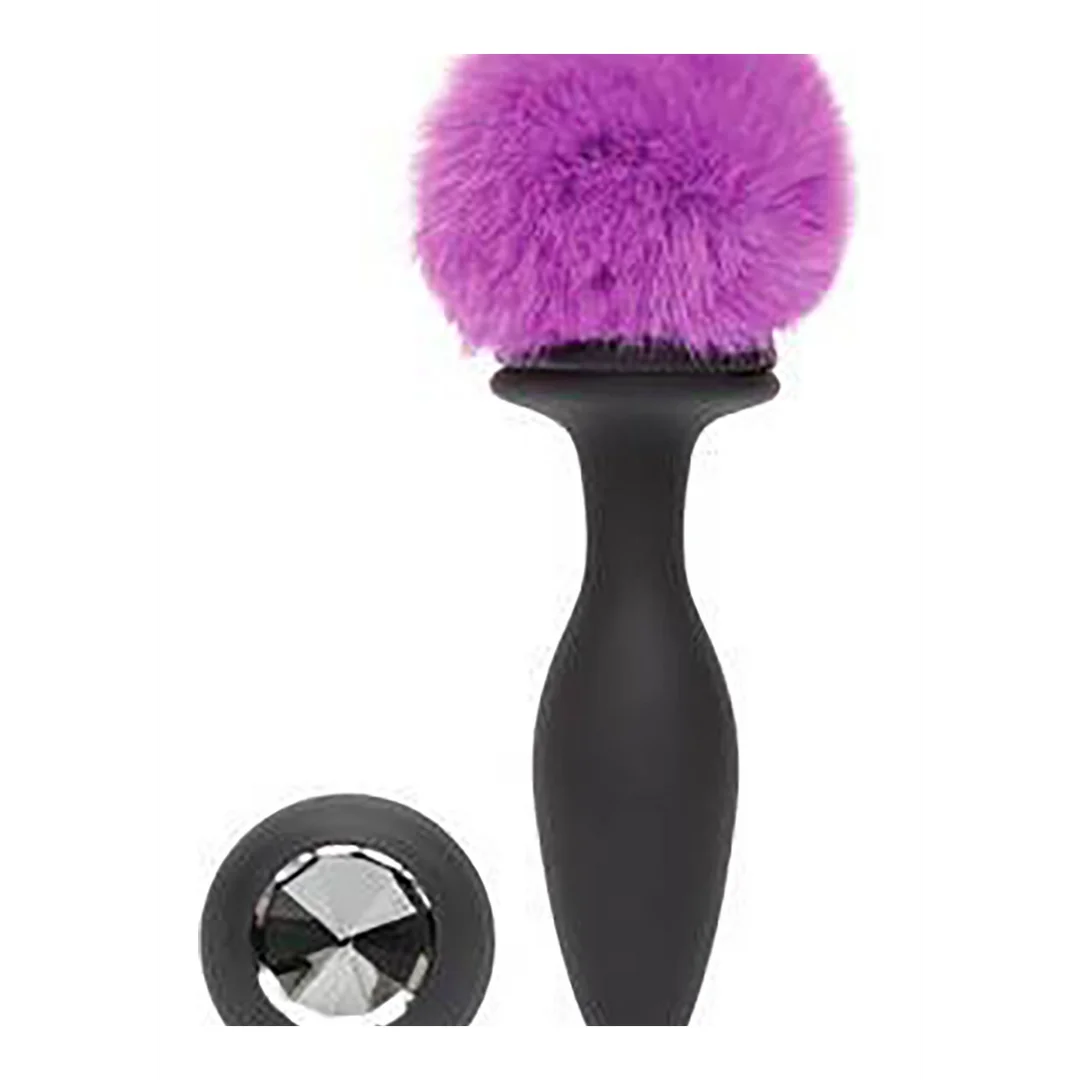 Rechargeable Vibrating Butt Plug Medium - Black/Purple