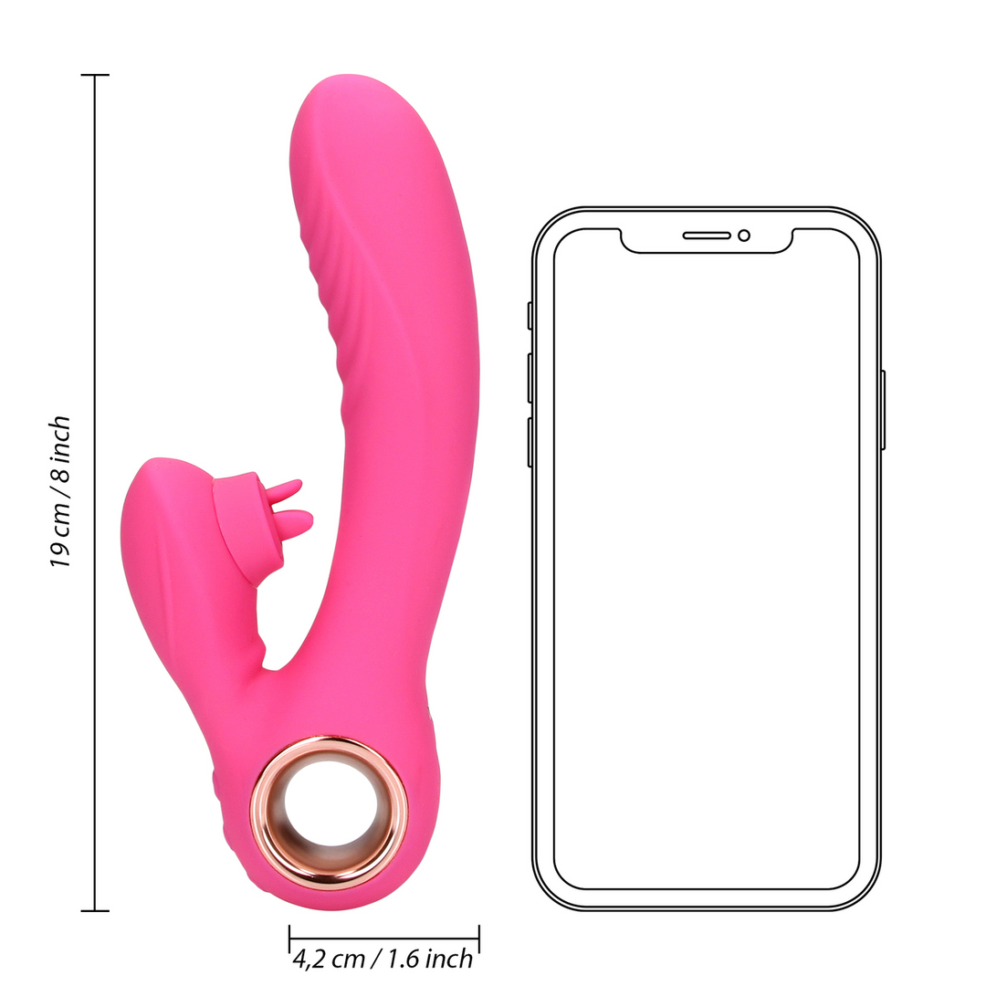 Tongue Flickering and Heating Rabbit Vibrator - Exuberant Pink - Image 10