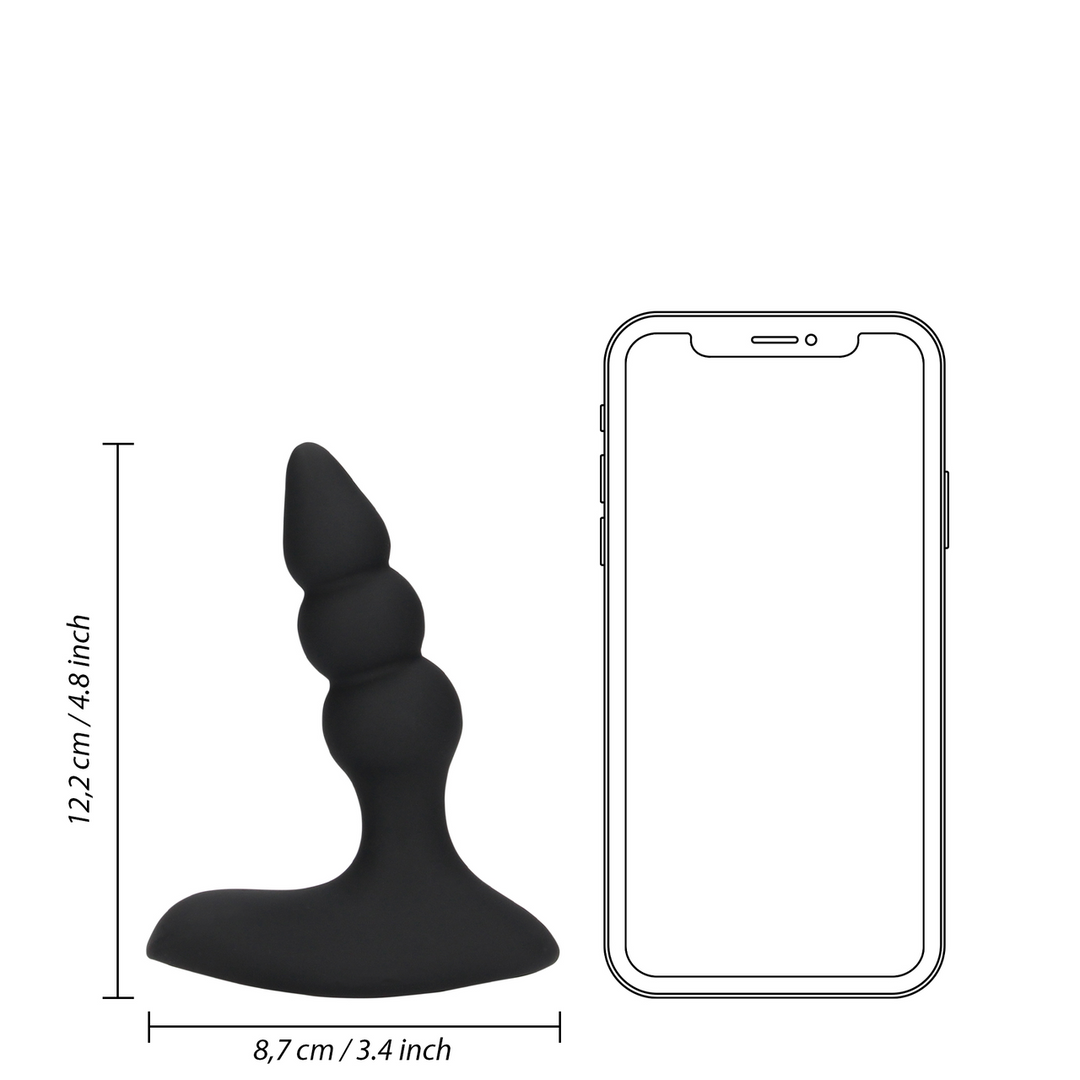 Beaded Vibrating Anal Plug with Remote Control - Licorice Black - Image 9