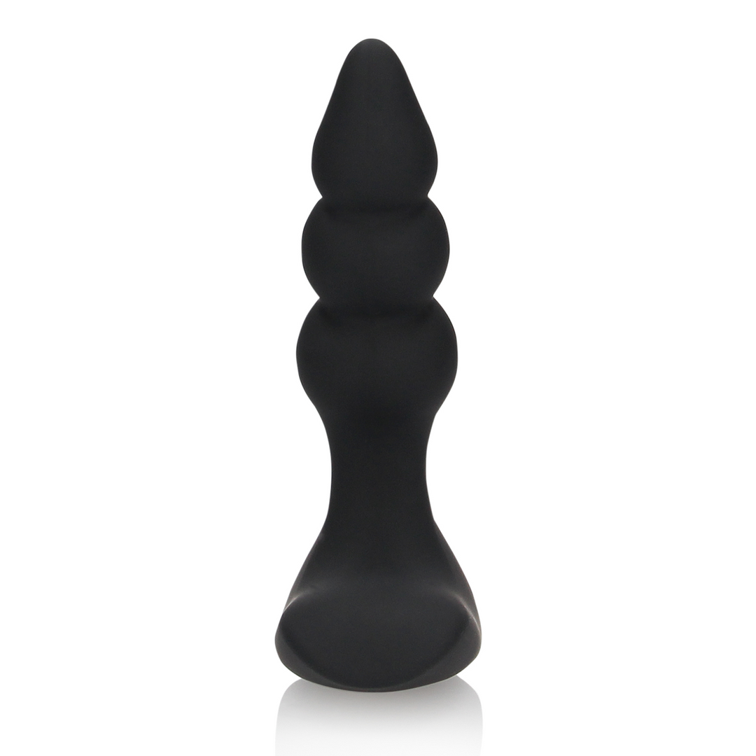 Beaded Vibrating Anal Plug with Remote Control - Licorice Black - Image 6